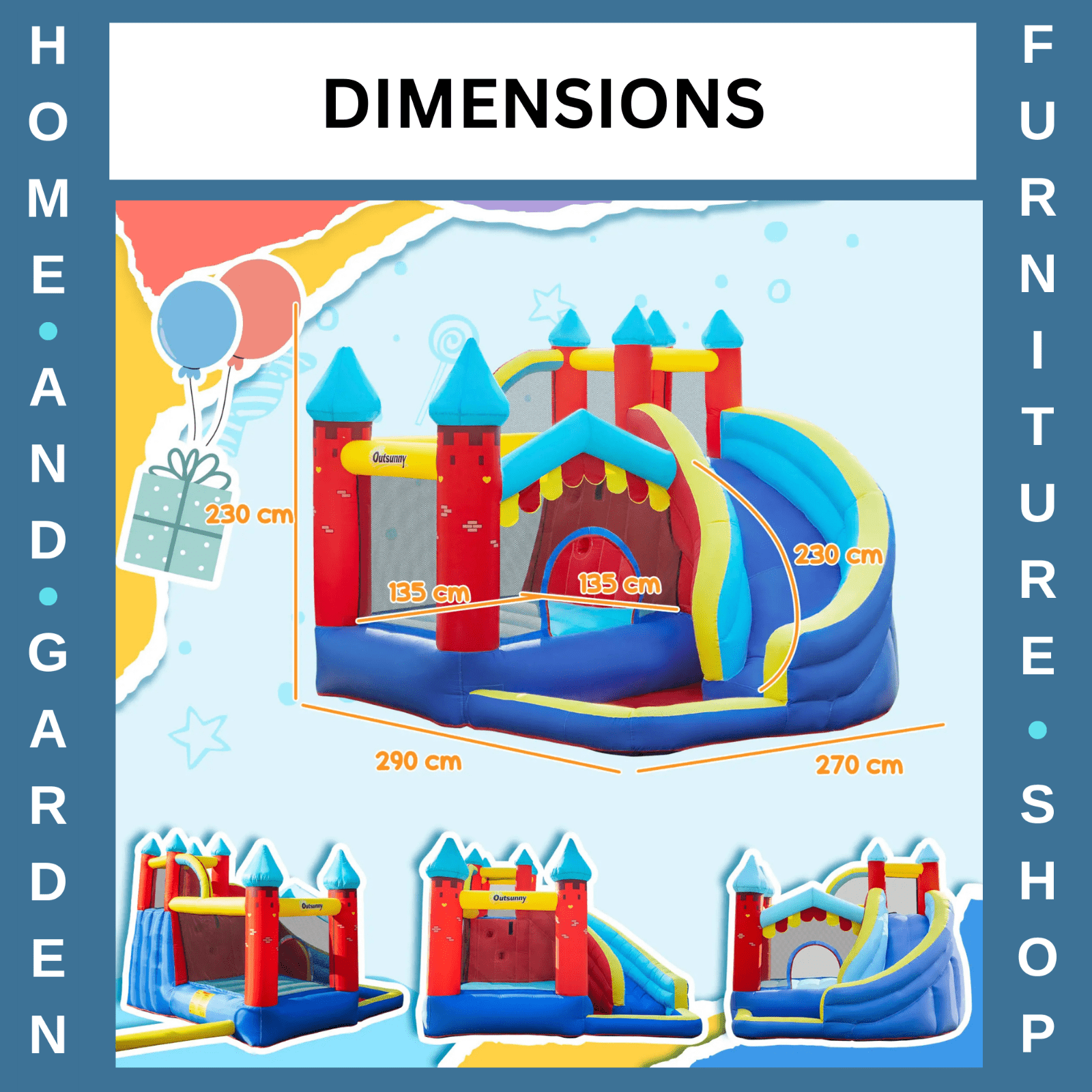 Kids Garden Inflatable Bouncy Castle Slide Trampoline Water Pool with Blower - Home and Garden Furniture Shop - rustic - furniture