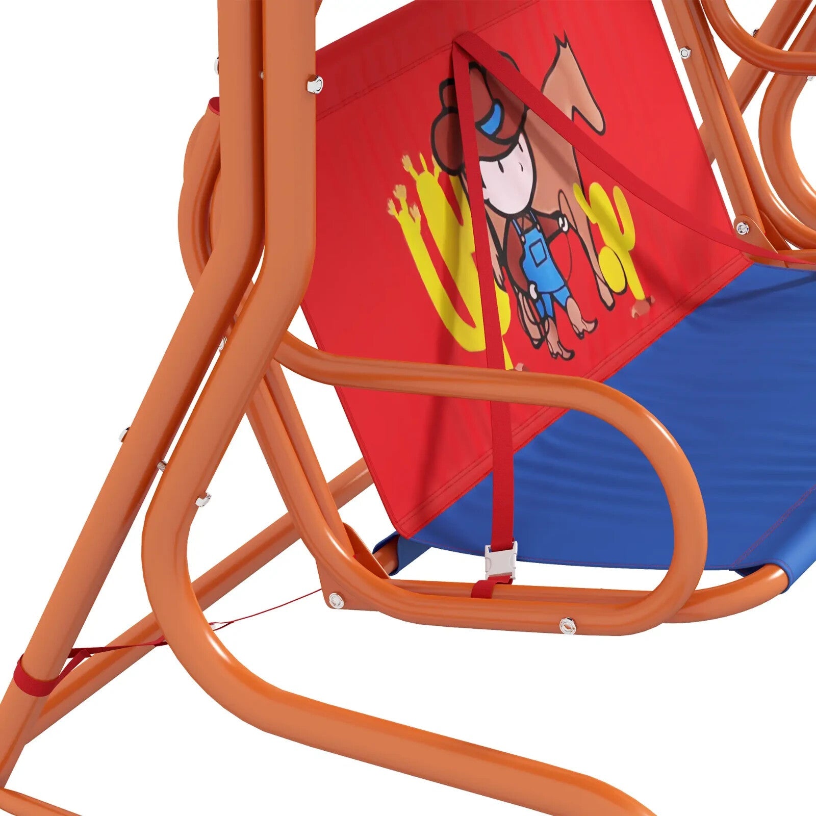 Kids Garden Swing Bench with Adjustable Canopy Safety Belts Cowboy Themed Chair - Home and Garden Furniture Shop - rustic - furniture