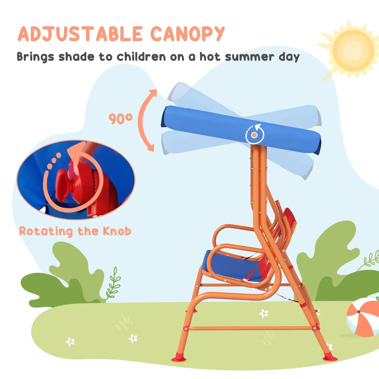 Kids Garden Swing Bench with Adjustable Canopy Safety Belts Cowboy Themed Chair - Home and Garden Furniture Shop - rustic - furniture