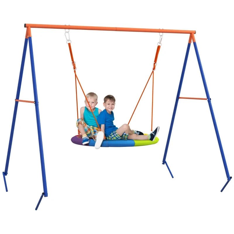 Kids Nest Swing Seat with A - Frame Structure Outdoor Play Equipment Multicoloured - Home and Garden Furniture Shop - rustic - furniture