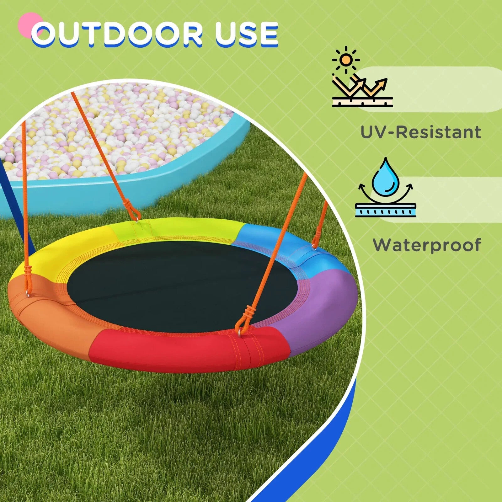 Kids Nest Swing Seat with A - Frame Structure Outdoor Play Equipment Multicoloured - Home and Garden Furniture Shop - rustic - furniture