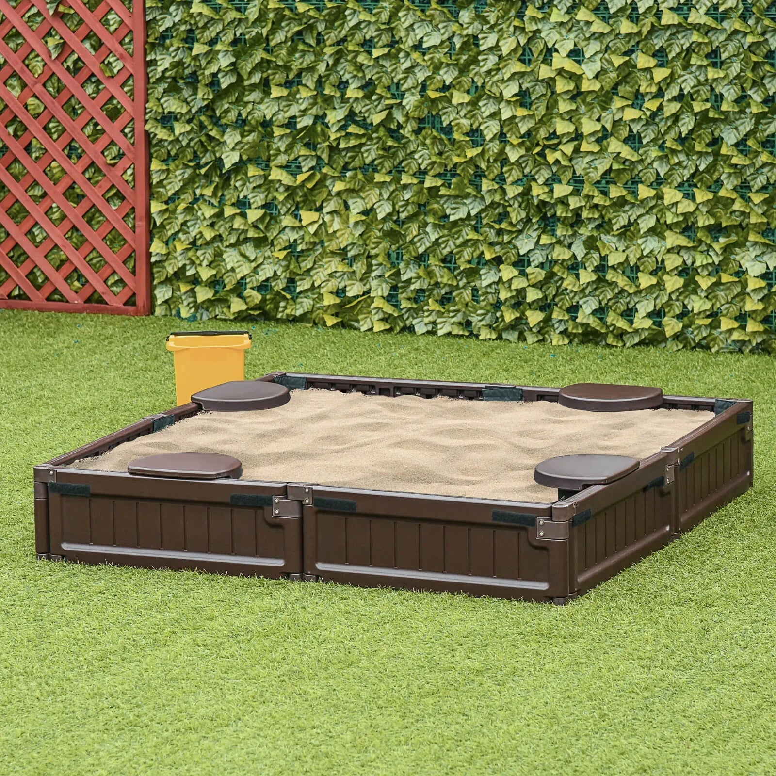 Kids Outdoor Sandbox with Canopy and Bottom Fabric Liner 123x123x21 cm Ages 3 - 12 - Home and Garden Furniture Shop - rustic - furniture