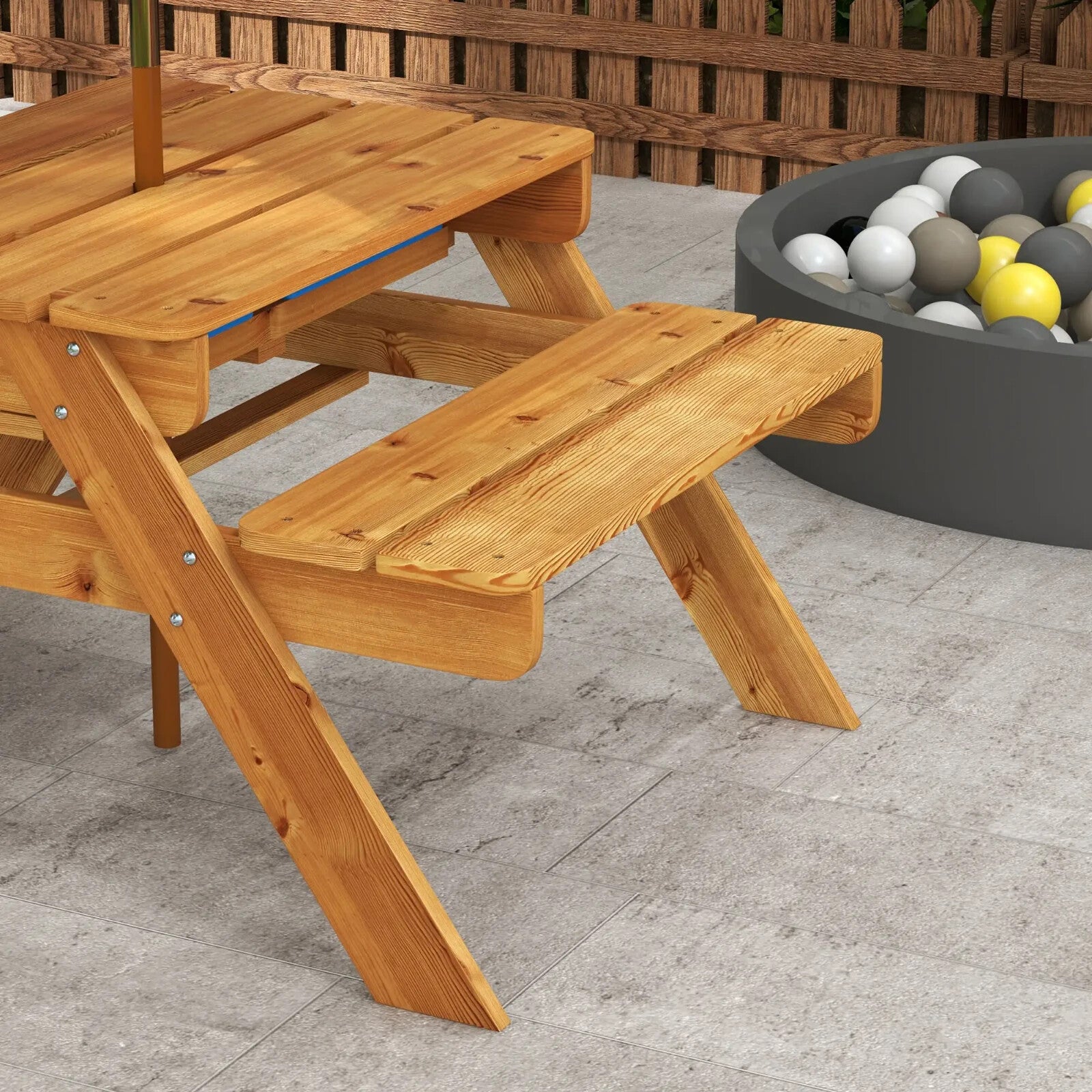 Kids Picnic Table Set with Sand and Water Play and Removable Parasol for Outdoor - Home and Garden Furniture Shop - rustic - furniture
