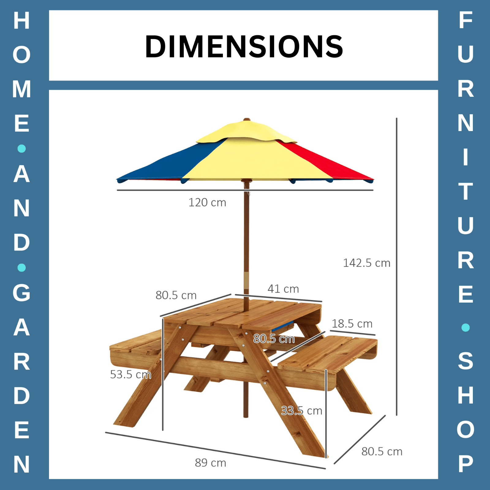 Kids Picnic Table Set with Sand and Water Play and Removable Parasol for Outdoor - Home and Garden Furniture Shop - rustic - furniture