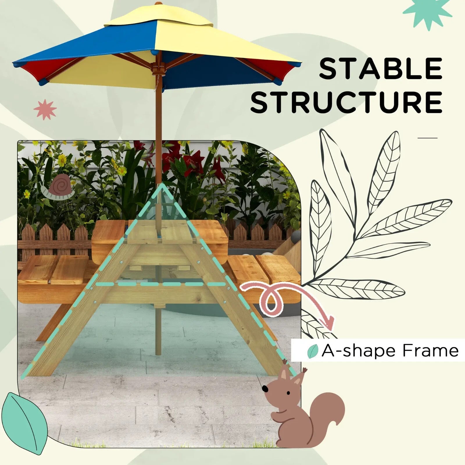 Kids Picnic Table Set with Sand and Water Play and Removable Parasol for Outdoor - Home and Garden Furniture Shop - rustic - furniture