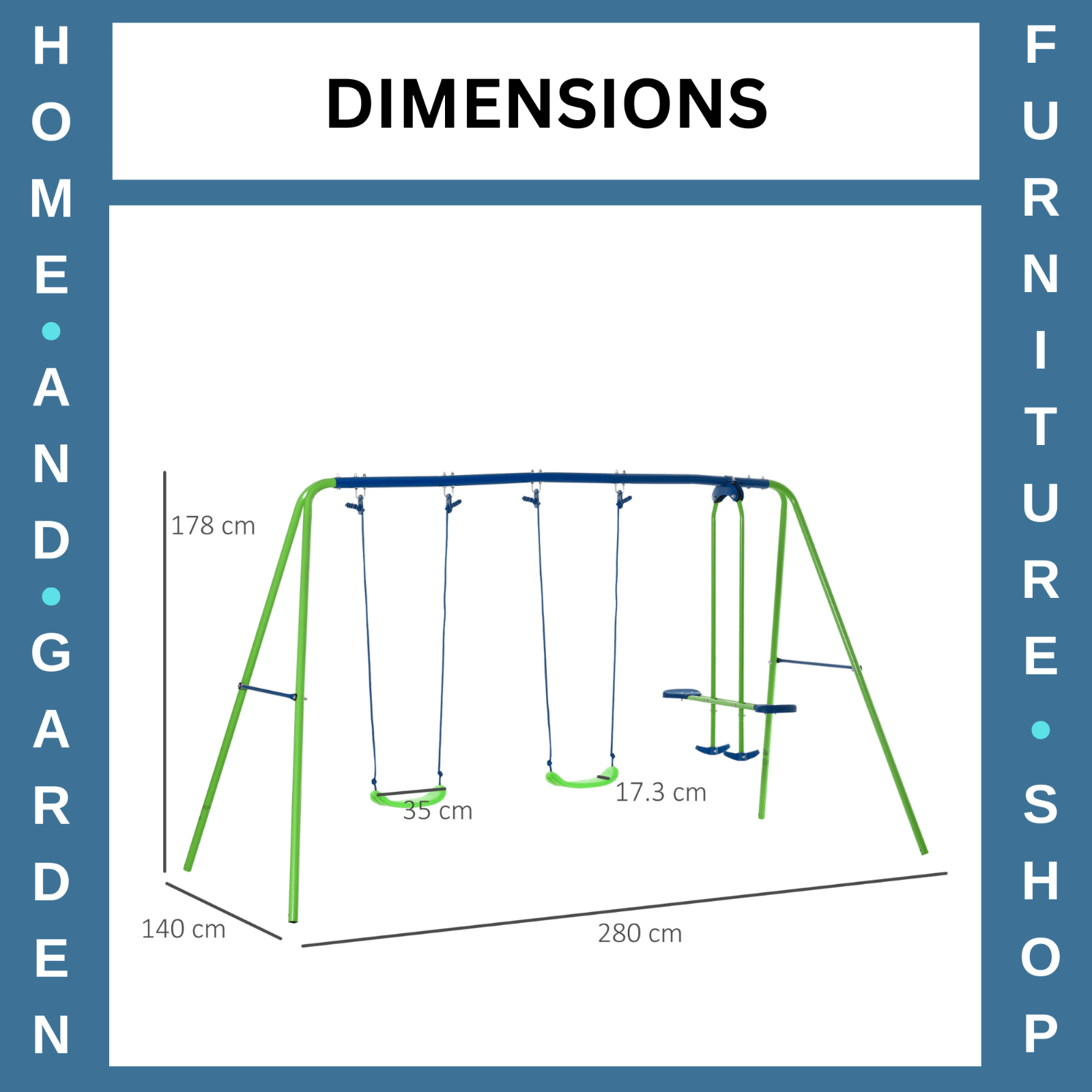 Kids Swing Set A' shaped Legs with 2 - Seat Glider & Height Adjustable Green - Home and Garden Furniture Shop - rustic - furniture