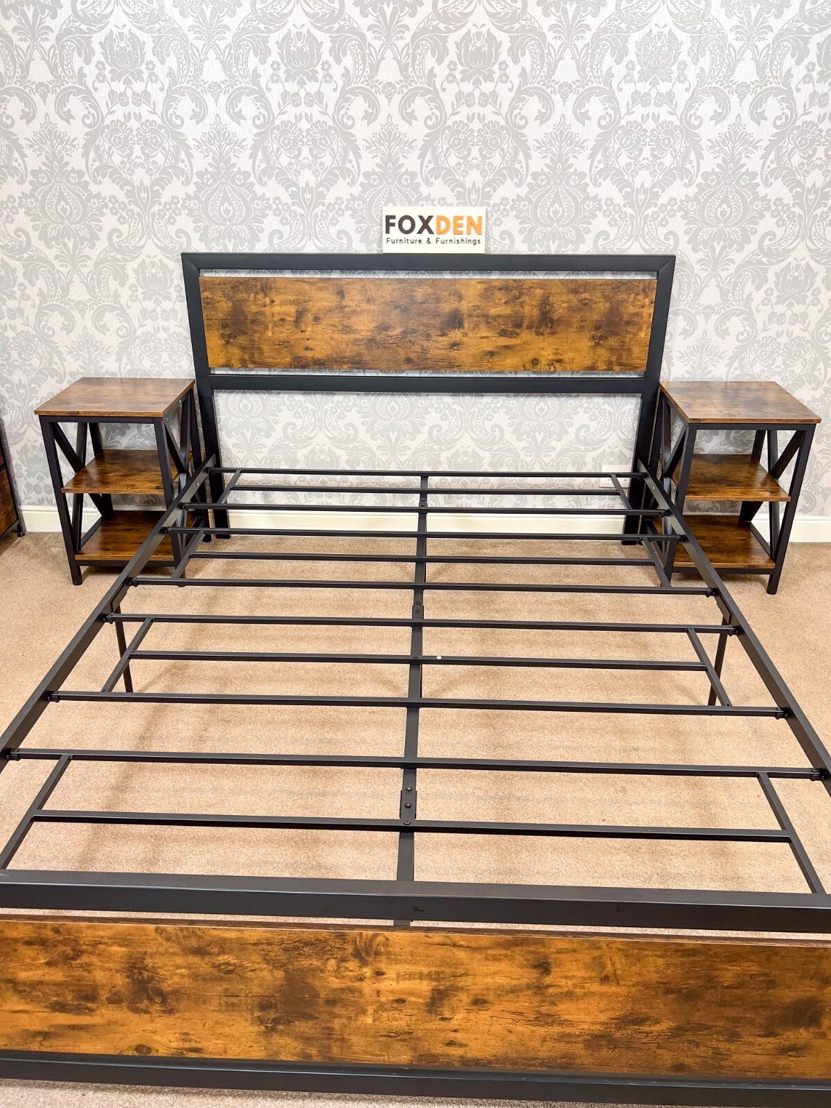 King Size Bed Frame Metal Bed Frame King Bedframe Headboard Footboard Rustic Bed - Home and Garden Furniture Shop - rustic - furniture