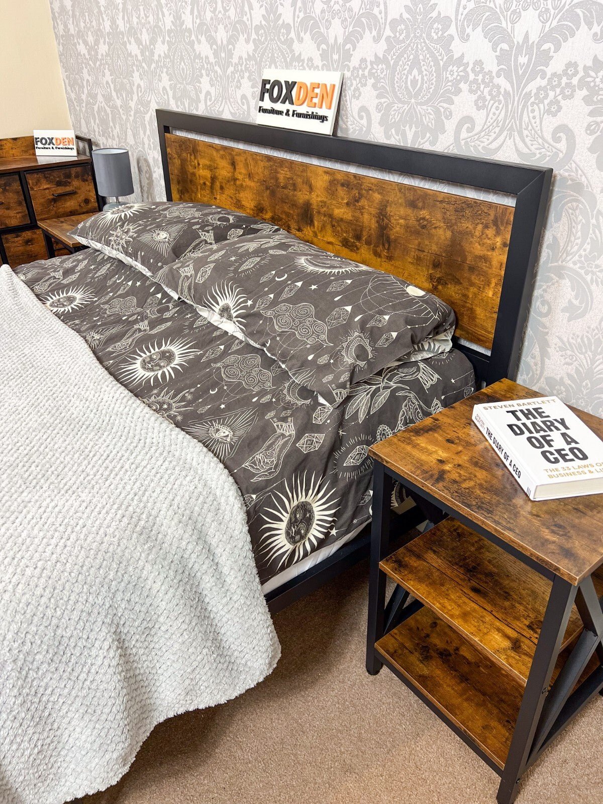 King Size Bed Frame Metal Bed Frame King Bedframe Headboard Footboard Rustic Bed - Home and Garden Furniture Shop - rustic - furniture