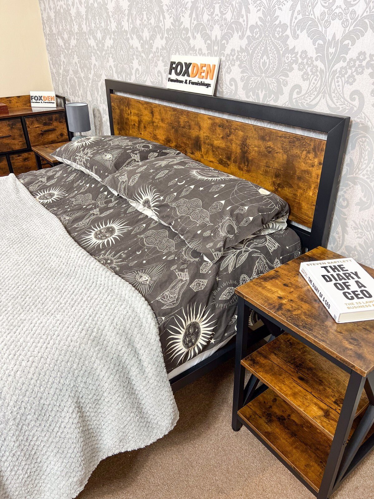 King Size Bed Frame Metal Bed Frame King Bedframe Headboard Footboard Rustic Bed - Home and Garden Furniture Shop - rustic - furniture