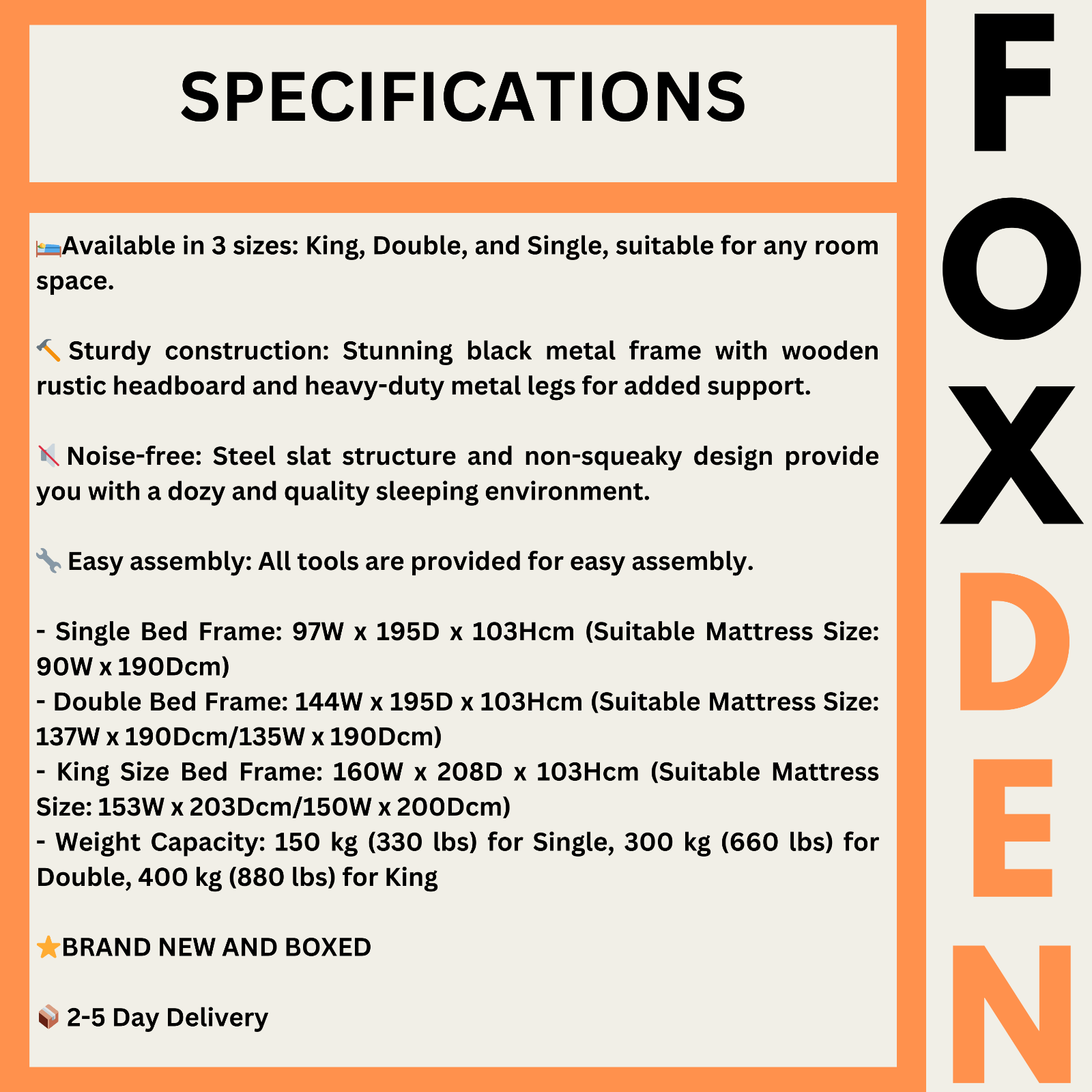 King Size Bed Frame Metal Bed Frame King Bedframe Headboard Footboard Rustic Bed - Home and Garden Furniture Shop - rustic - furniture