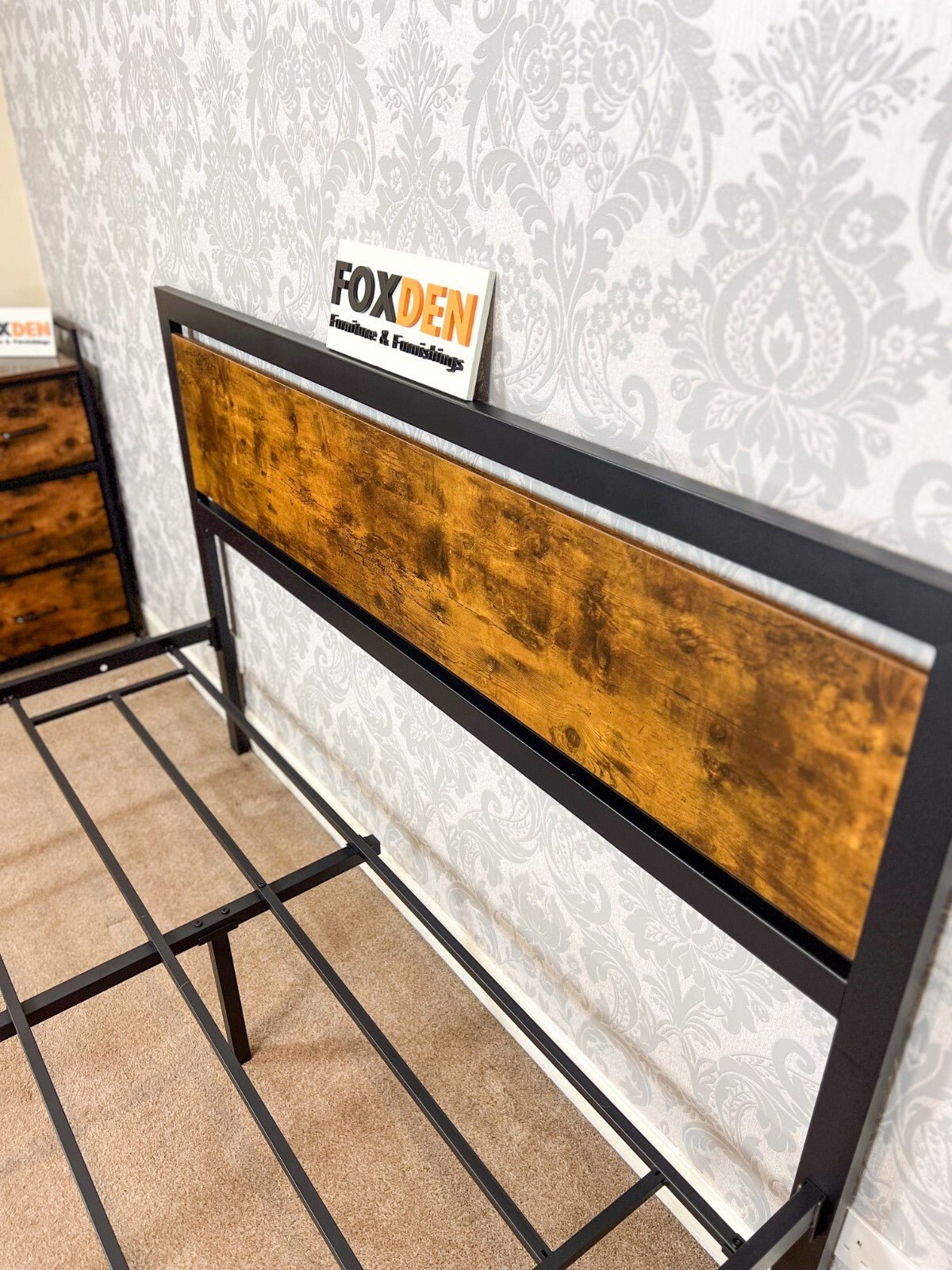 King Size Bed Frame Metal Bed Frame King Bedframe Headboard Footboard Rustic Bed - Home and Garden Furniture Shop - rustic - furniture