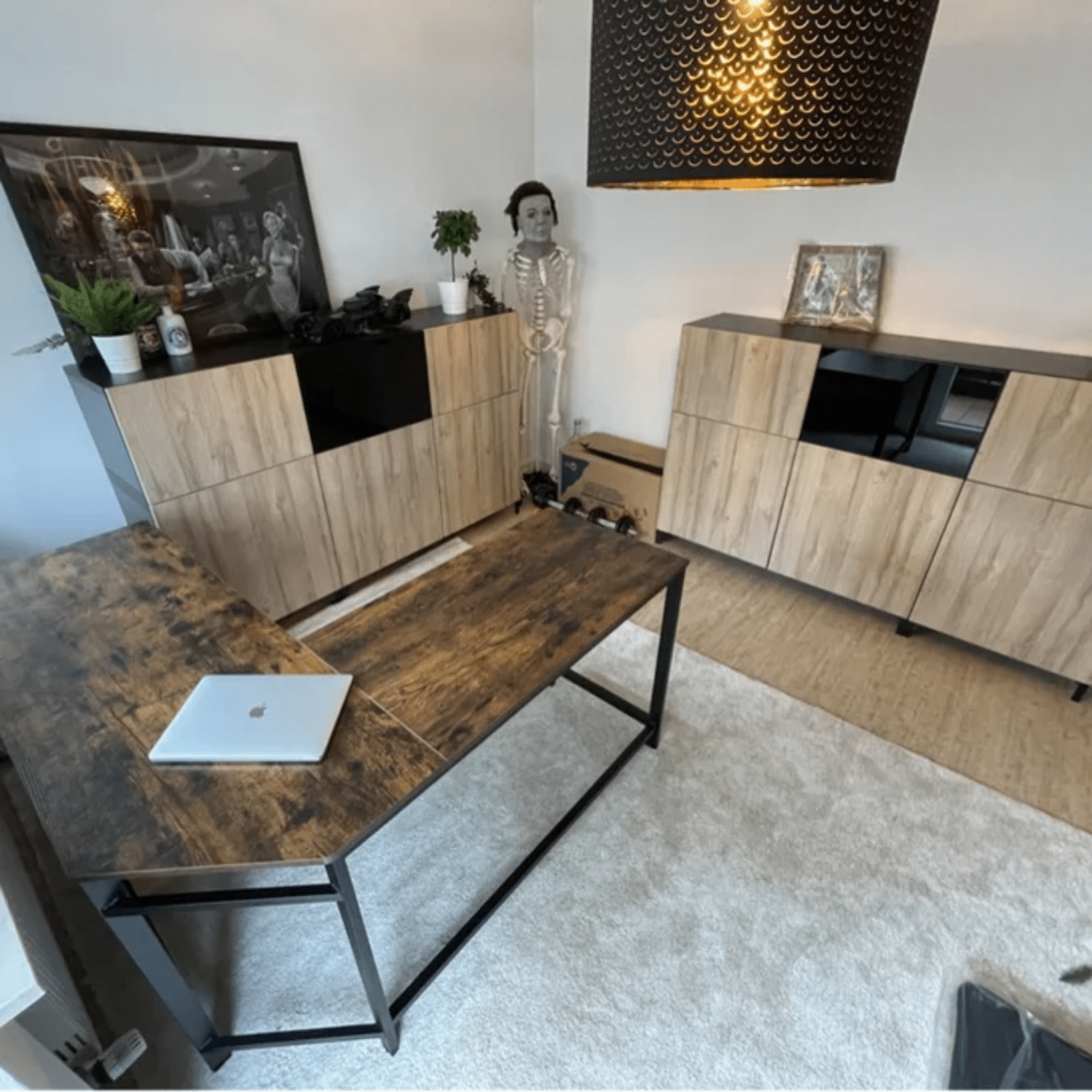 L Shape Computer Desk with Shelves Rustic Brown Corner Home Office Workstation - Home and Garden Furniture Shop - rustic - furniture