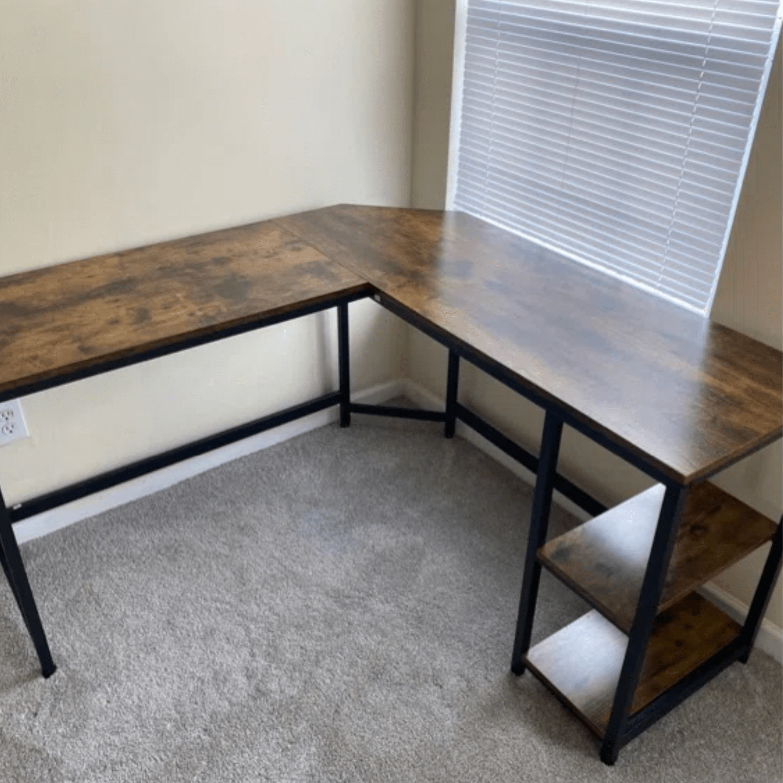 L Shape Computer Desk with Shelves Rustic Brown Corner Home Office Workstation - Home and Garden Furniture Shop - rustic - furniture