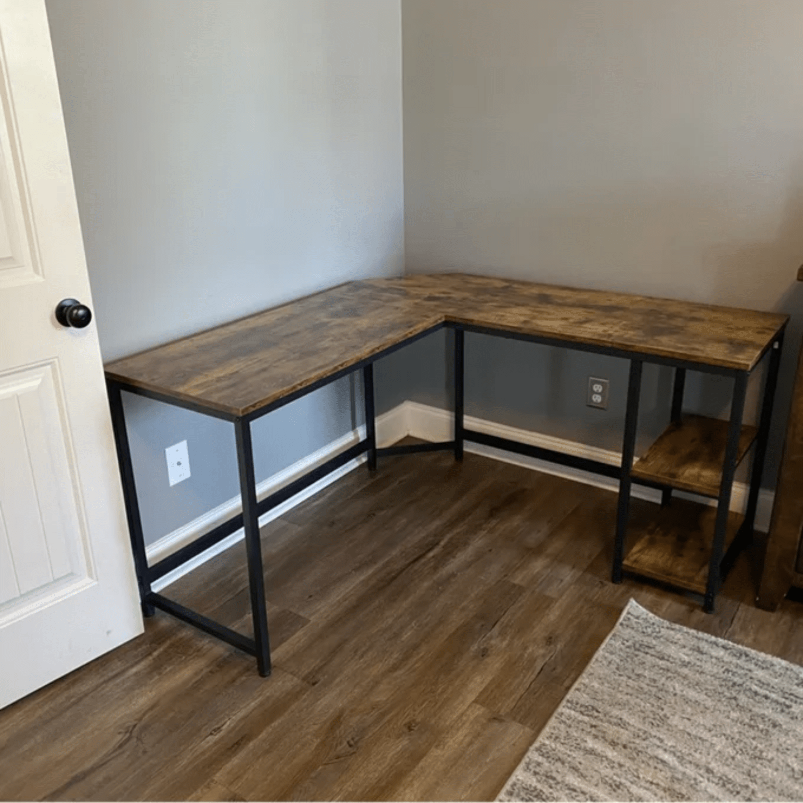 L Shape Computer Desk with Shelves Rustic Brown Corner Home Office Workstation - Home and Garden Furniture Shop - rustic - furniture