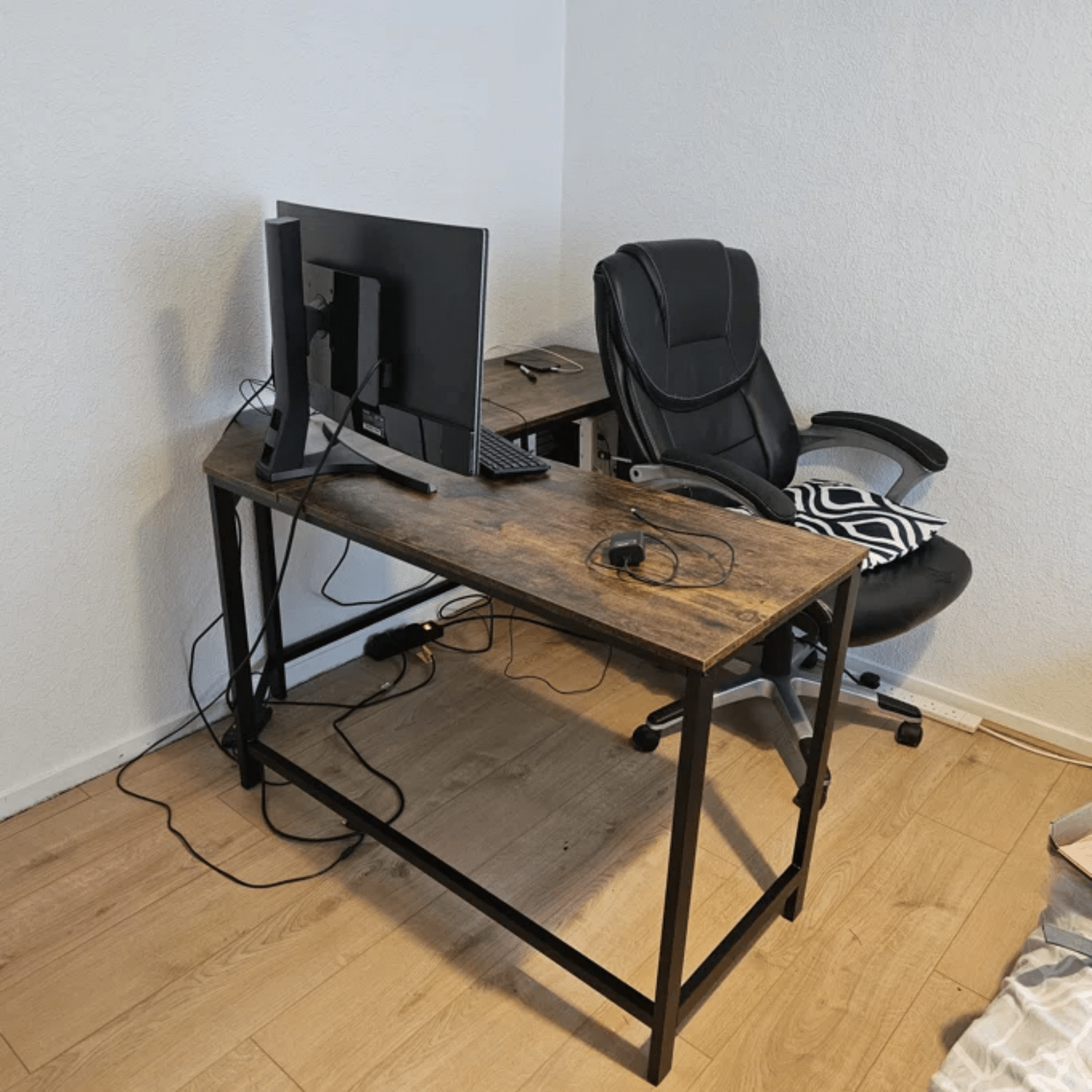 L Shape Computer Desk with Shelves Rustic Brown Corner Home Office Workstation - Home and Garden Furniture Shop - rustic - furniture