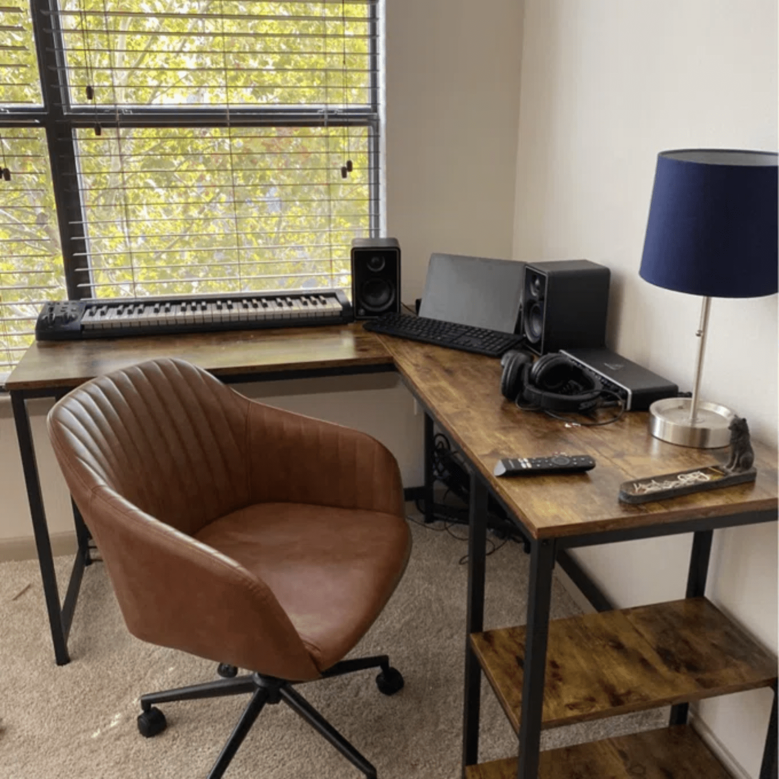 L Shape Computer Desk with Shelves Rustic Brown Corner Home Office Workstation - Home and Garden Furniture Shop - rustic - furniture
