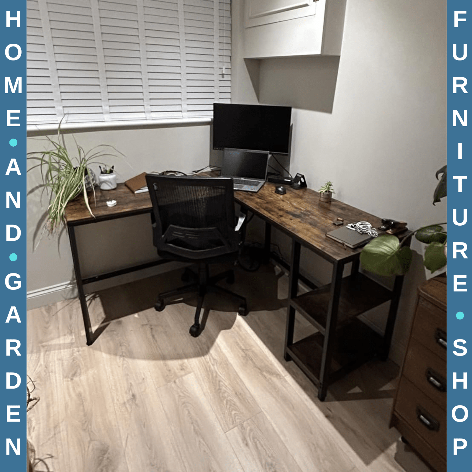 L Shape Computer Desk with Shelves Rustic Brown Corner Home Office Workstation - Home and Garden Furniture Shop - rustic - furniture