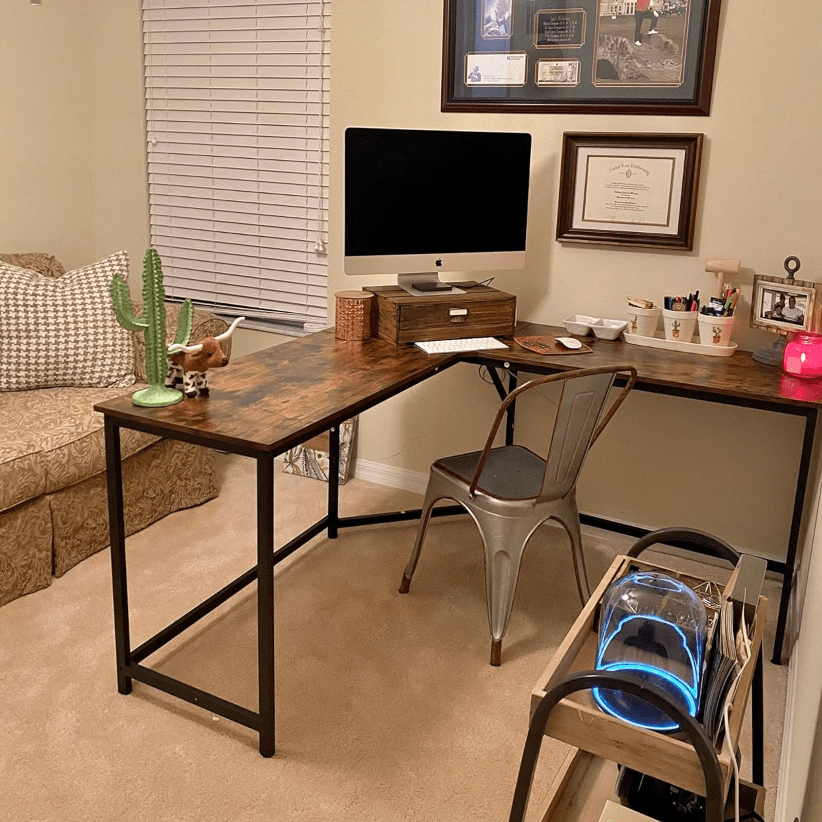 L - Shaped Computer Desk Large Corner Desk Office Workstation Study Writing Table - Home and Garden Furniture Shop - rustic - furniture