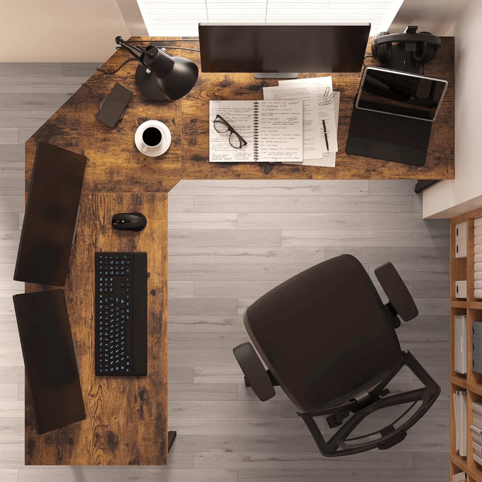 L - Shaped Computer Desk Large Corner Desk Office Workstation Study Writing Table - Home and Garden Furniture Shop - #rustic - furniture#