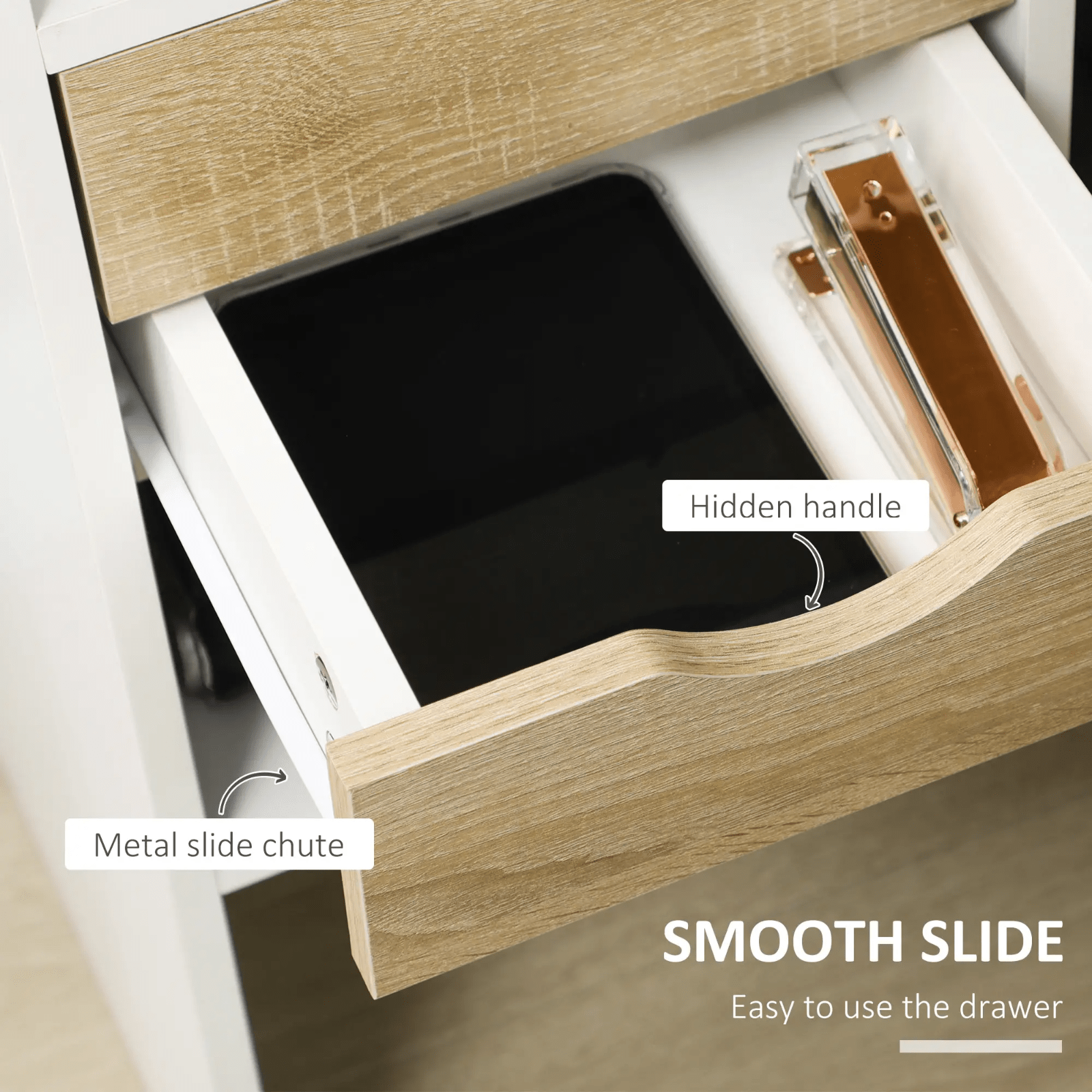 L Shaped Computer Desk with Drawers Corner Study Writing Table Storage Shelf Oak - Home and Garden Furniture Shop - rustic - furniture