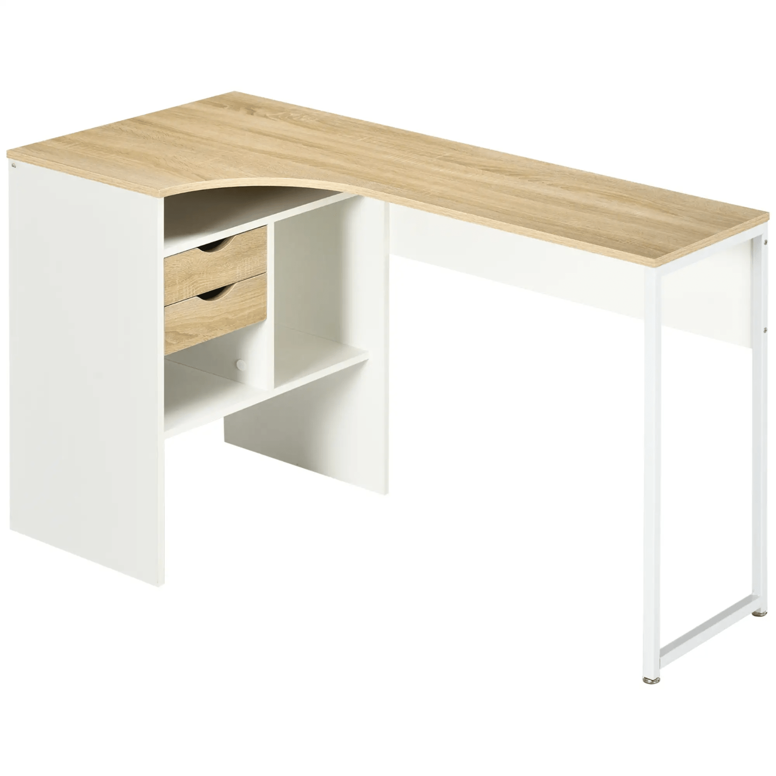 L Shaped Computer Desk with Drawers Corner Study Writing Table Storage Shelf Oak - Home and Garden Furniture Shop - rustic - furniture