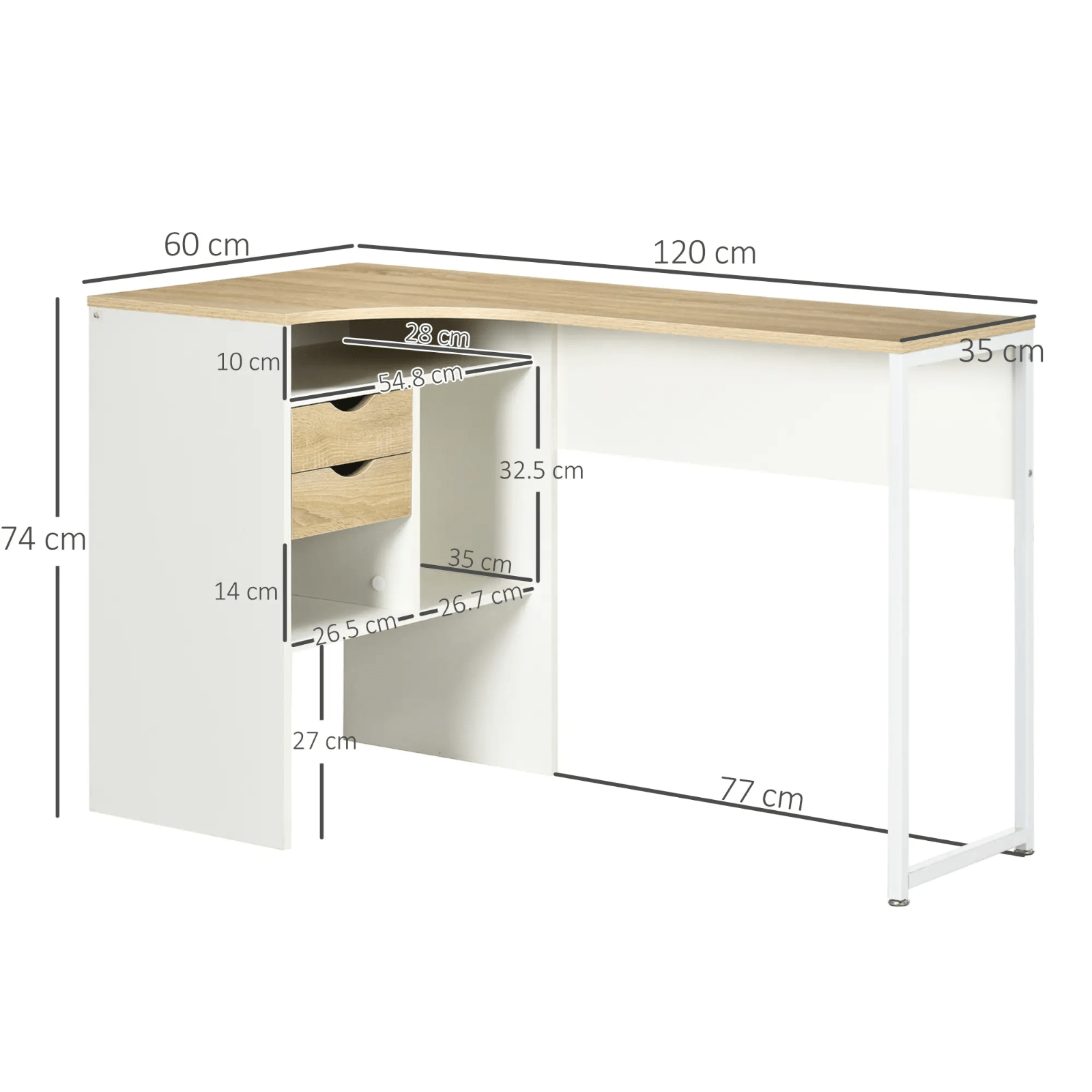 L Shaped Computer Desk with Drawers Corner Study Writing Table Storage Shelf Oak - Home and Garden Furniture Shop - #rustic - furniture#