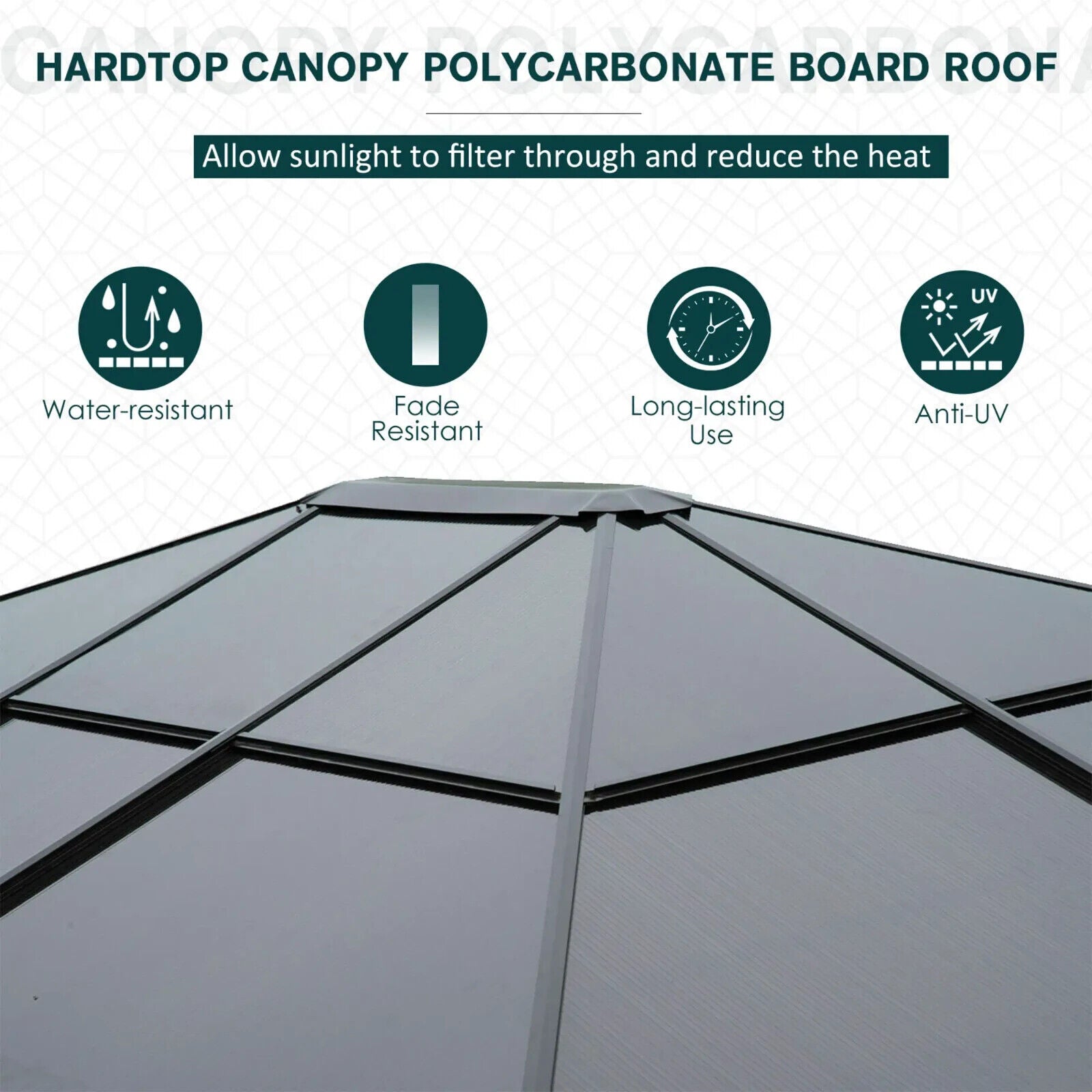 Large 3 x 3.6m Garden Gazebo with Sides Outdoor Hardtop Tent LED Solar Light Set - Home and Garden Furniture Shop - rustic - furniture