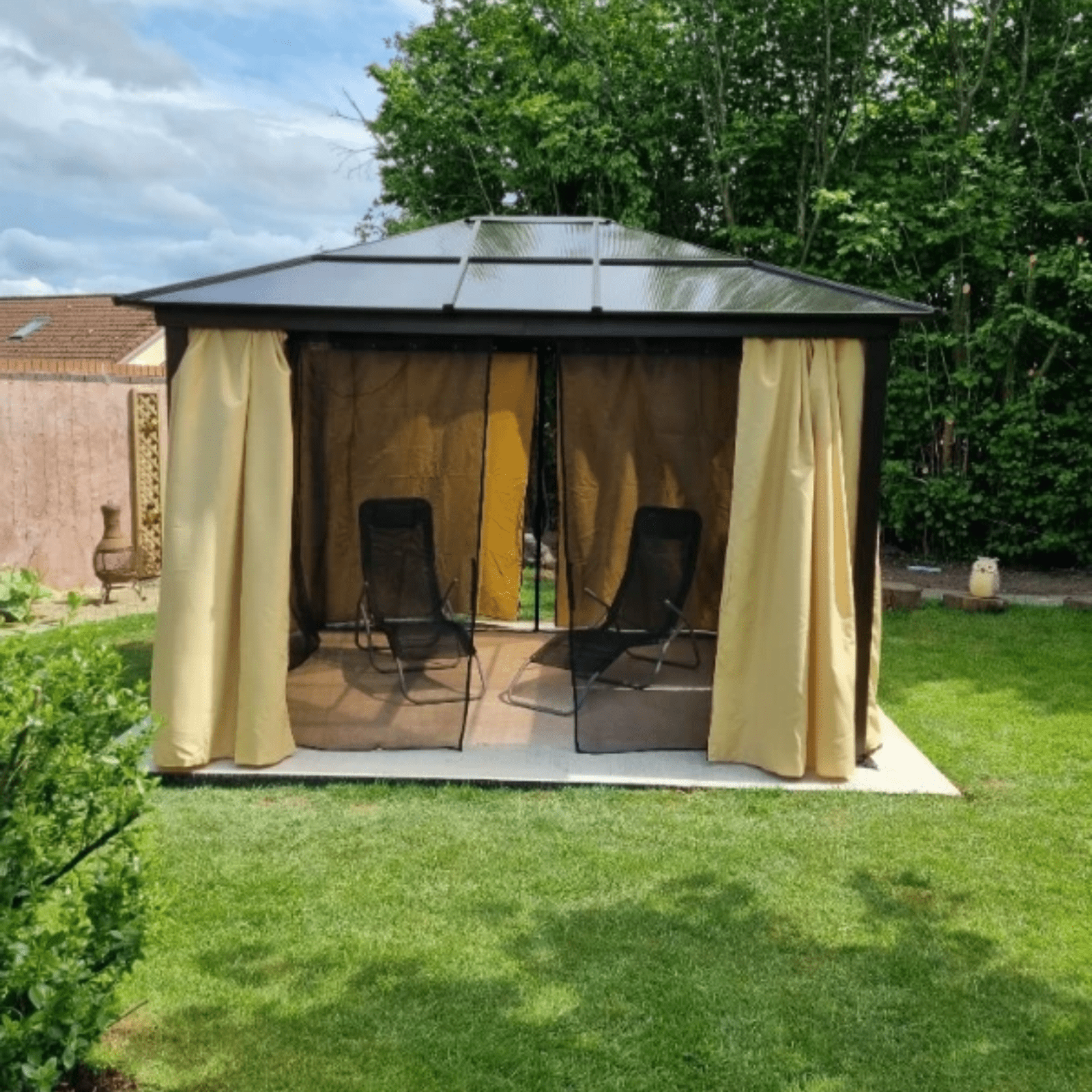 Large 3 x 3.6m Garden Gazebo with Sides Outdoor Hardtop Tent LED Solar Light Set - Home and Garden Furniture Shop - #rustic - furniture#