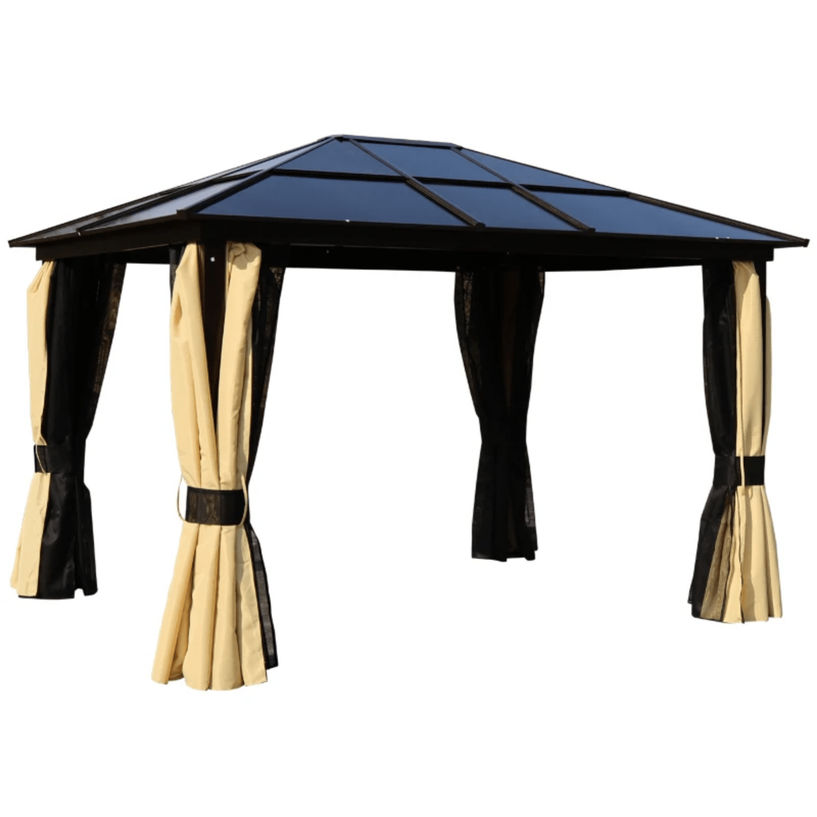 Large 3 x 3.6m Garden Gazebo with Sides Outdoor Hardtop Tent LED Solar Light Set - Home and Garden Furniture Shop - #rustic - furniture#