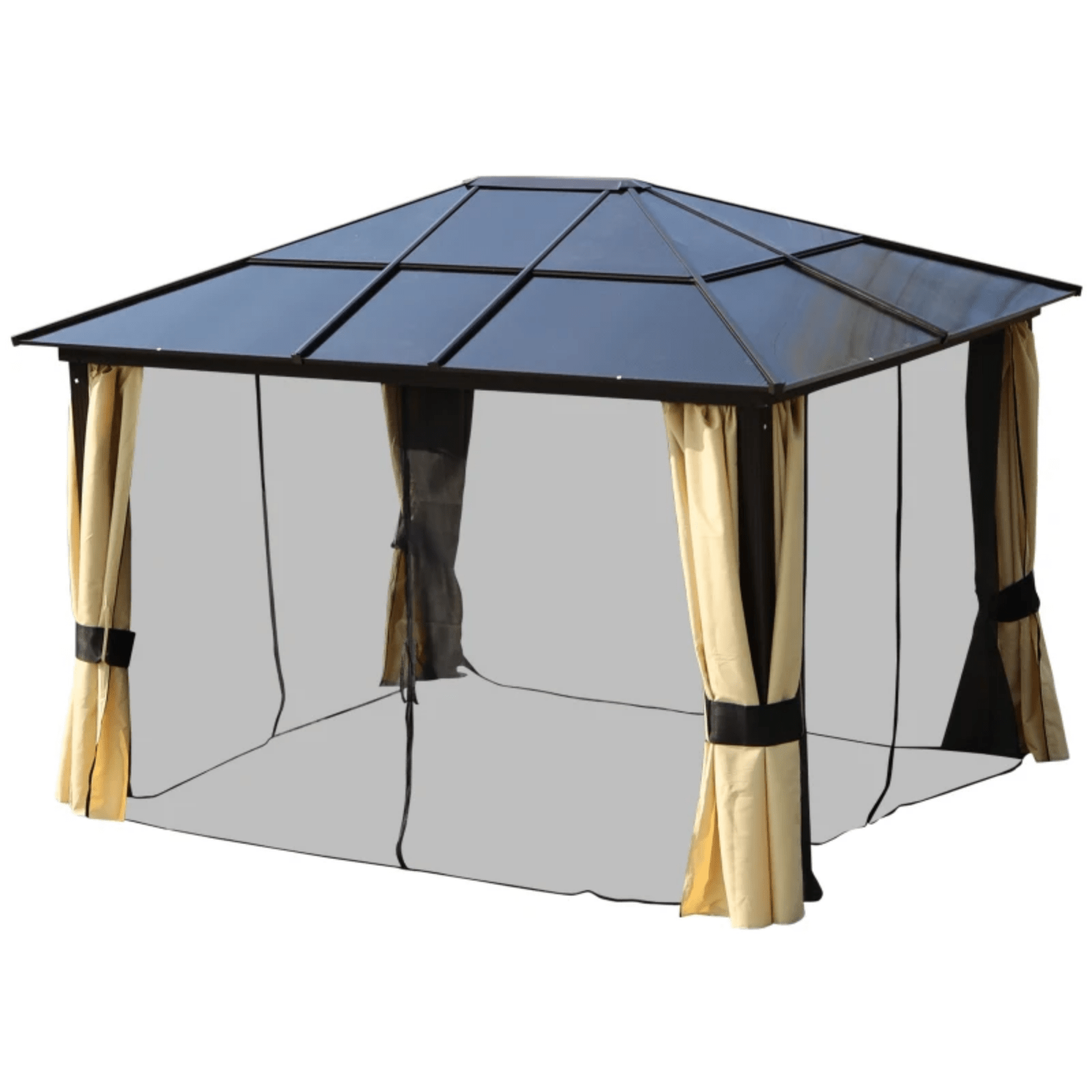 Large 3 x 3.6m Garden Gazebo with Sides Outdoor Hardtop Tent LED Solar Light Set - Home and Garden Furniture Shop - #rustic - furniture#