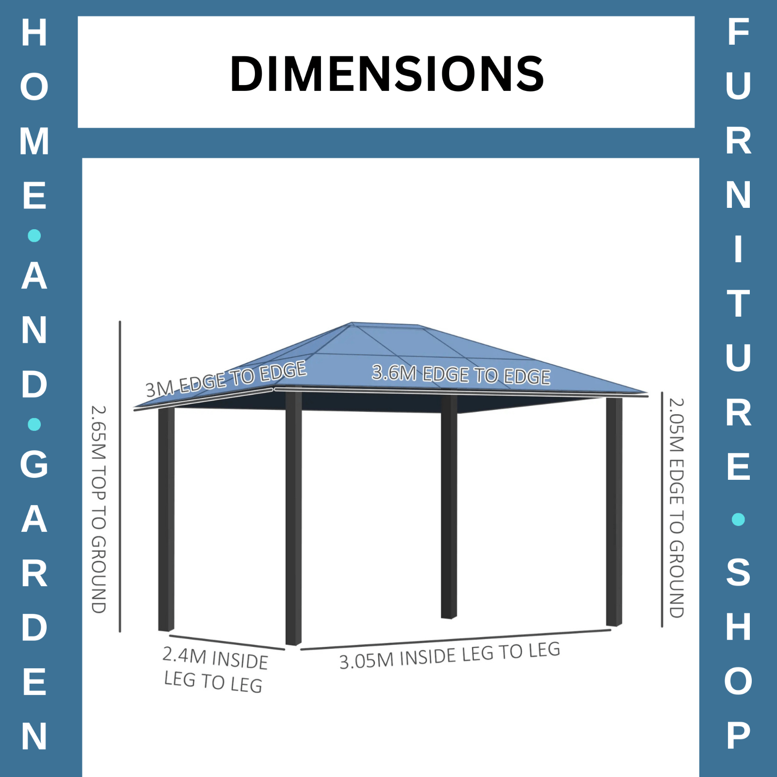 Large 3 x 3.6m Garden Gazebo with Sides Outdoor Hardtop Tent LED Solar Light Set - Home and Garden Furniture Shop - rustic - furniture