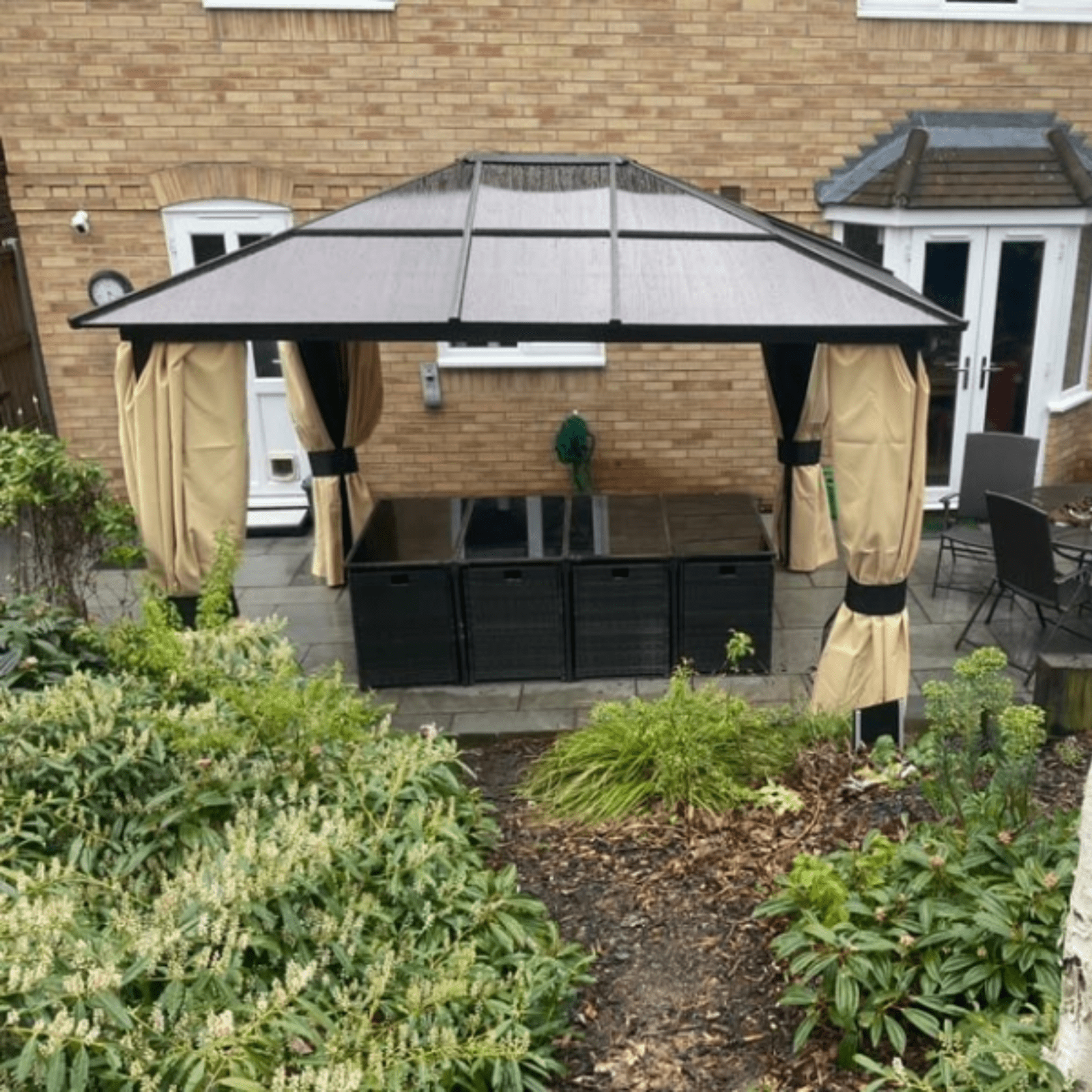 Large 3 x 3.6m Garden Gazebo with Sides Outdoor Hardtop Tent LED Solar Light Set - Home and Garden Furniture Shop - #rustic - furniture#