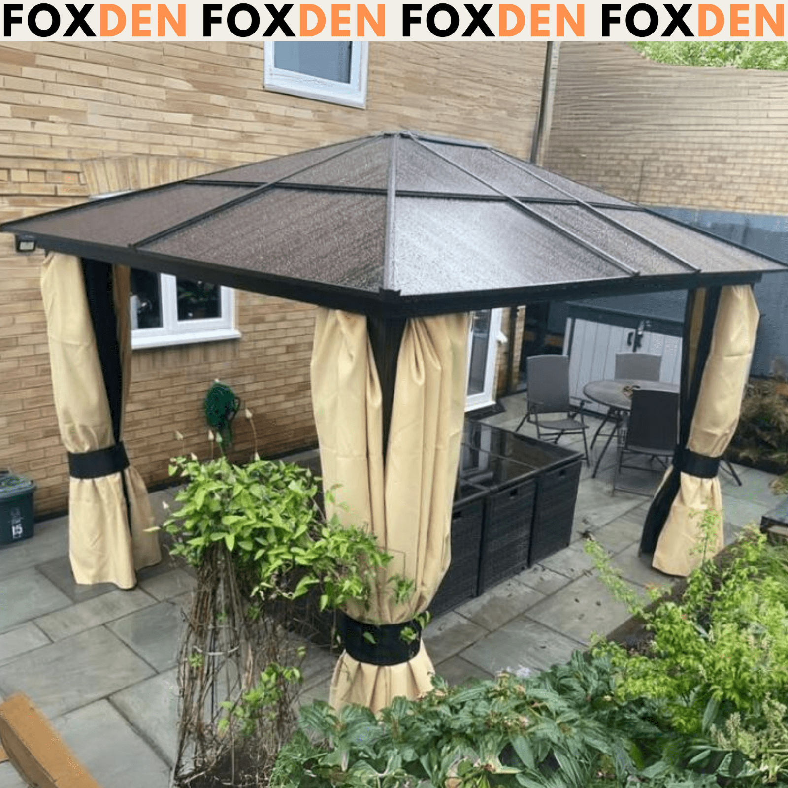 Large 3 x 3.6m Garden Gazebo with Sides Outdoor Hardtop Tent LED Solar Light Set - Home and Garden Furniture Shop - #rustic - furniture#