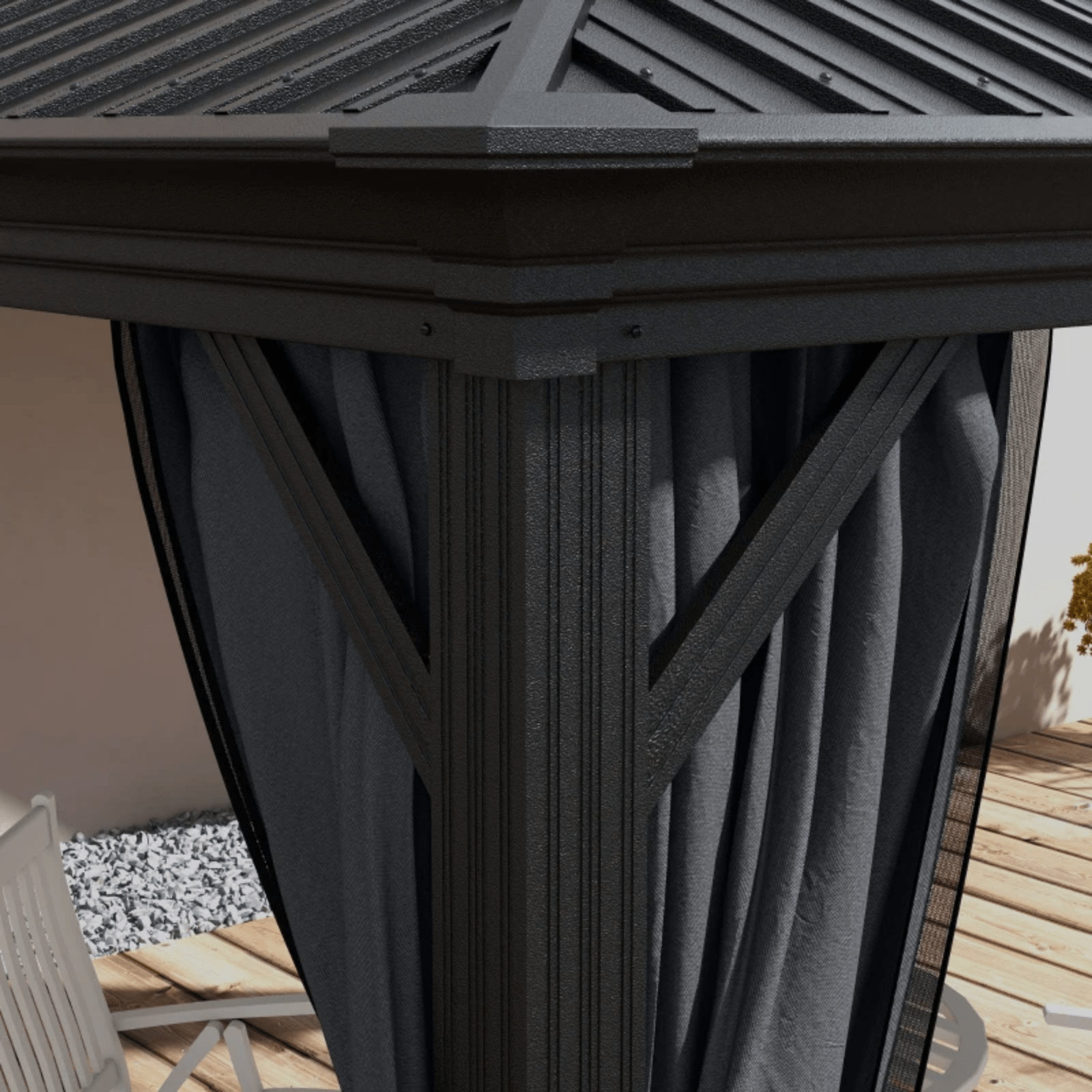 Large 3 x 3.7m Hardtop Metal Gazebo Sides Outdoor Canopy 2 Tier Roof Black Grey - Home and Garden Furniture Shop - #rustic - furniture#