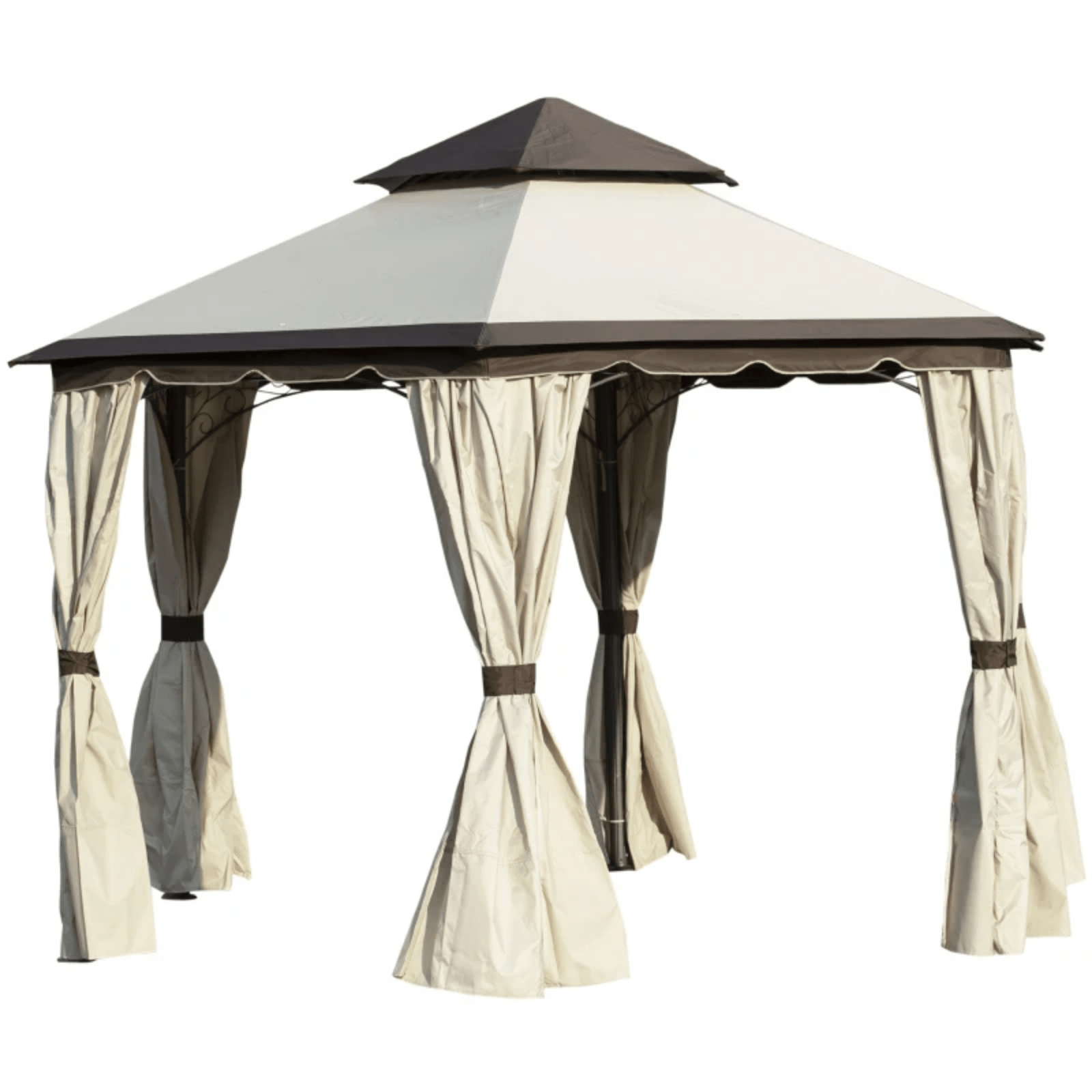 Large 3.4m Steel Gazebo with Sides Curtains Pavillion Outdoor 2 Tier Roof Tent - Home and Garden Furniture Shop - #rustic - furniture#