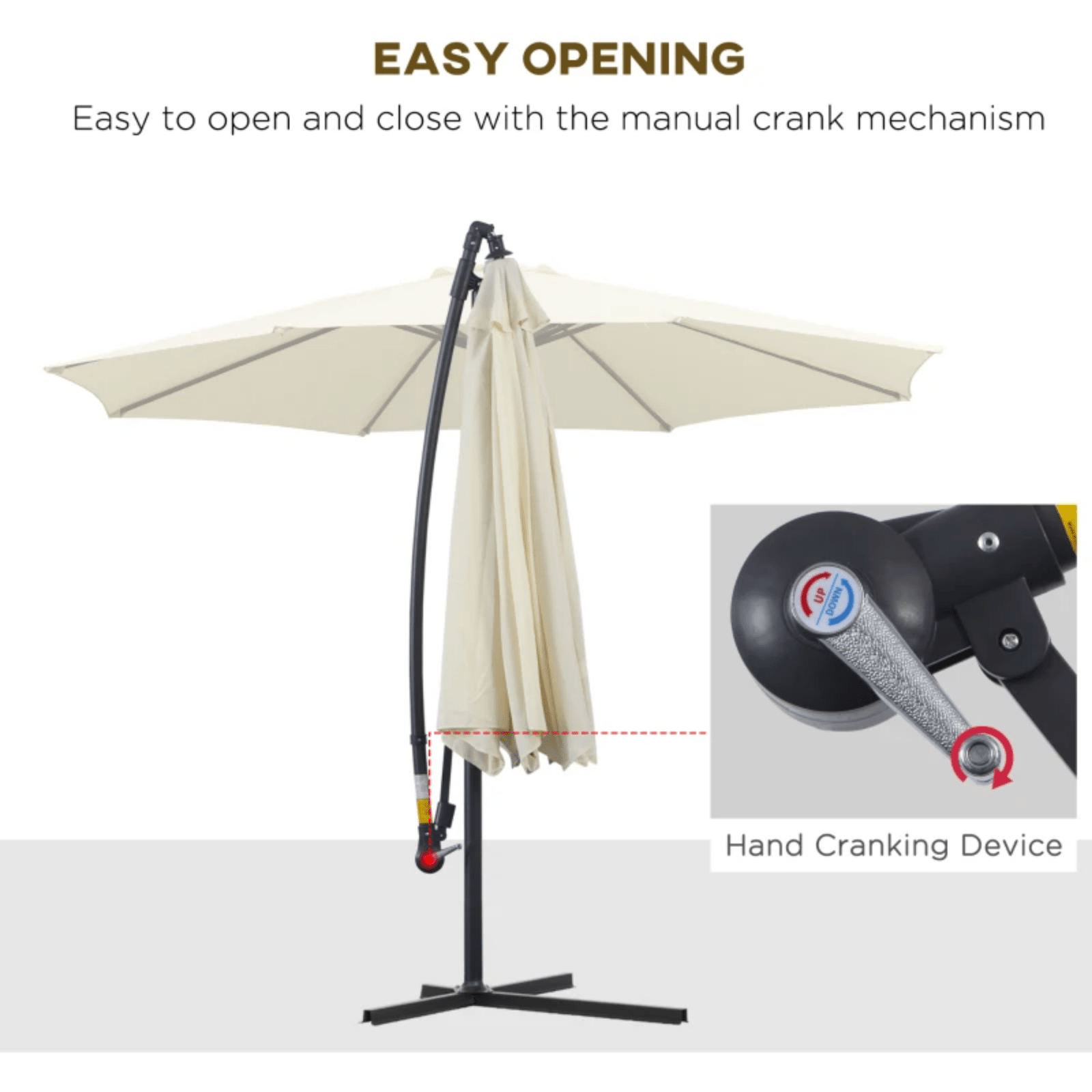 Large 3m Cantilever Parasol Banana Umbrella Crank & Tilt Garden Sun Shade Beige - Home and Garden Furniture Shop - #rustic - furniture#