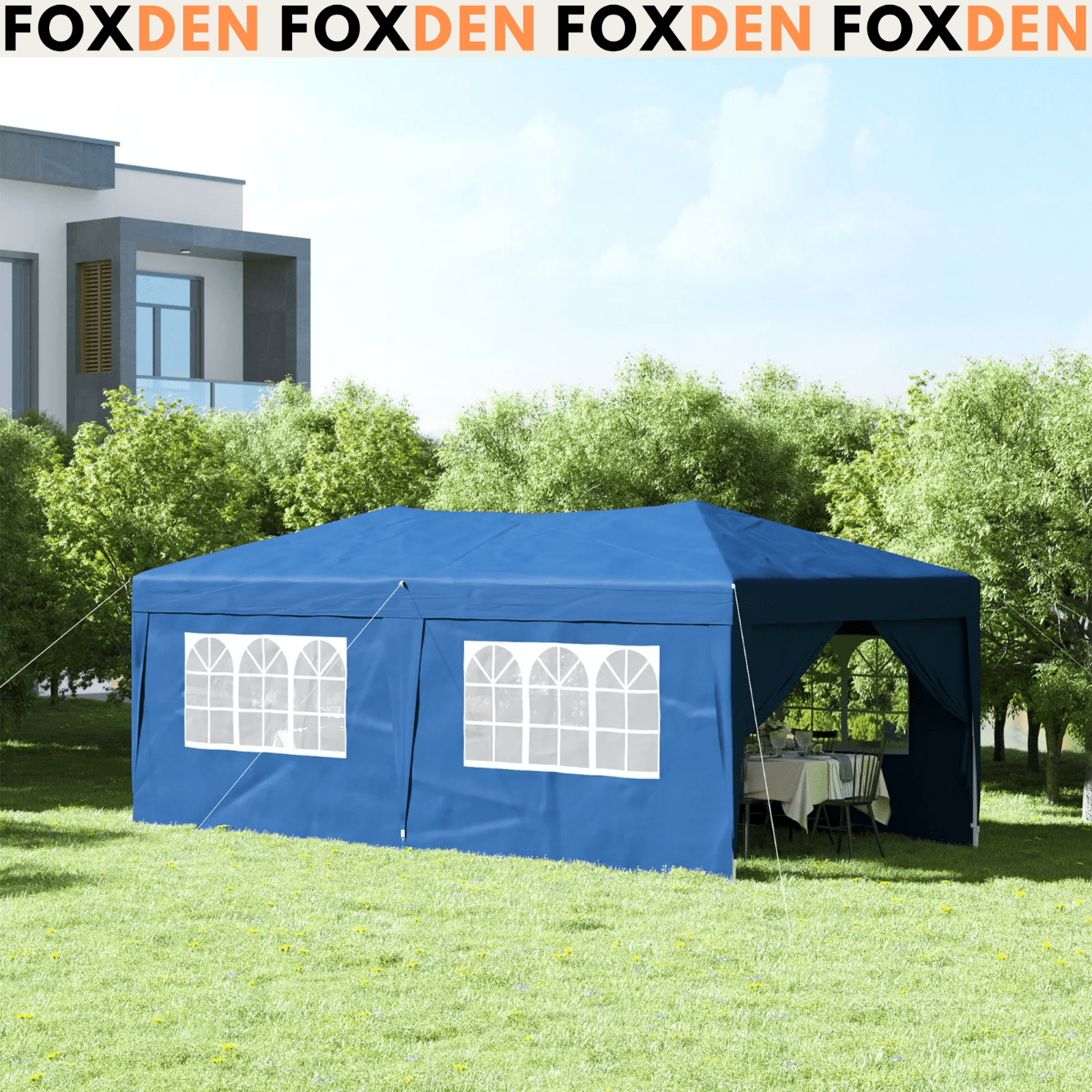 Large 3m x 6m Pop Up Gazebo with Sides Party Tent Canopy Heavy Duty Marquee Blue - Home and Garden Furniture Shop - #rustic - furniture#