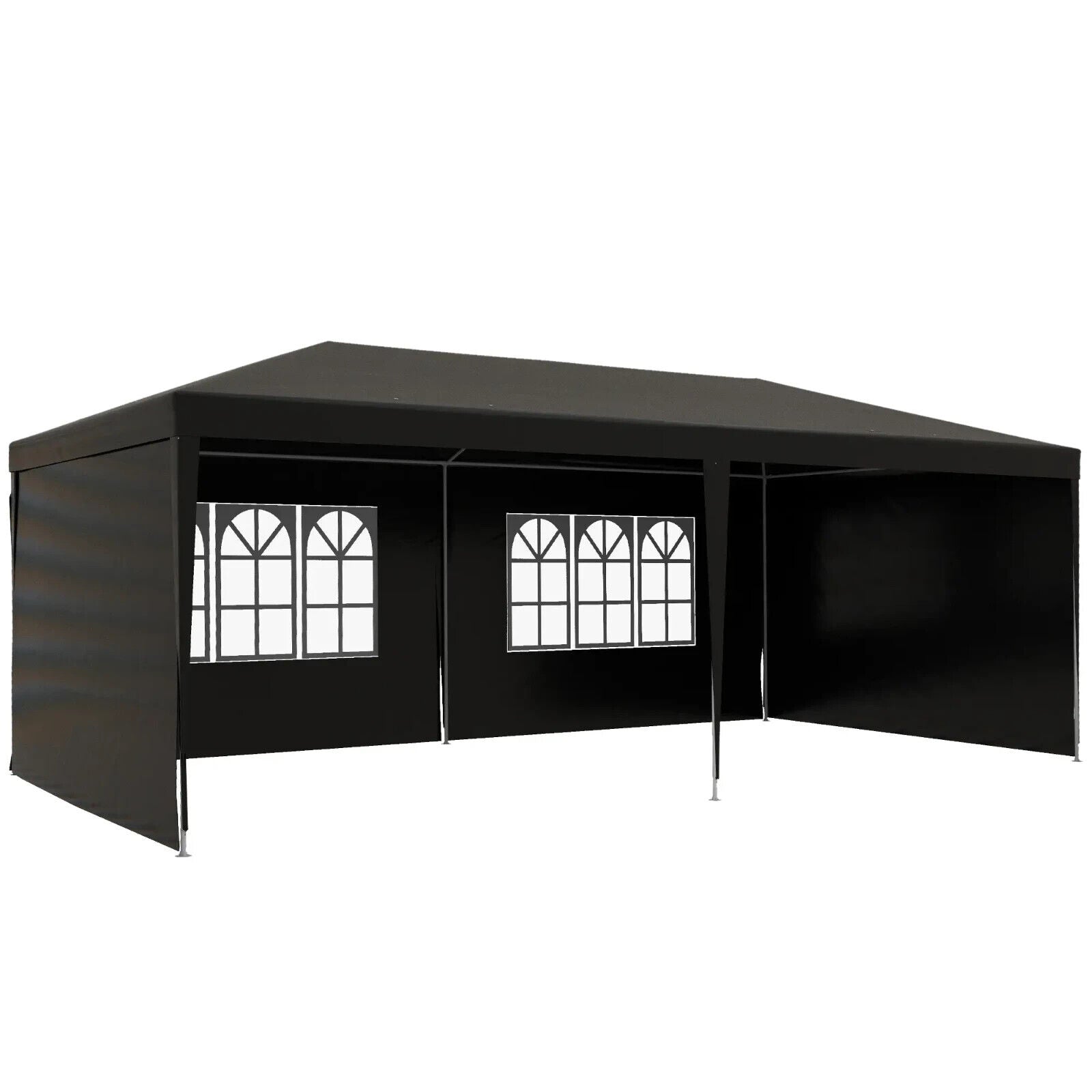 Large 6m x 3m Garden Gazebo Marquee Party Tent Black Canopy Patio Shelter Sides - Home and Garden Furniture Shop - #rustic - furniture#