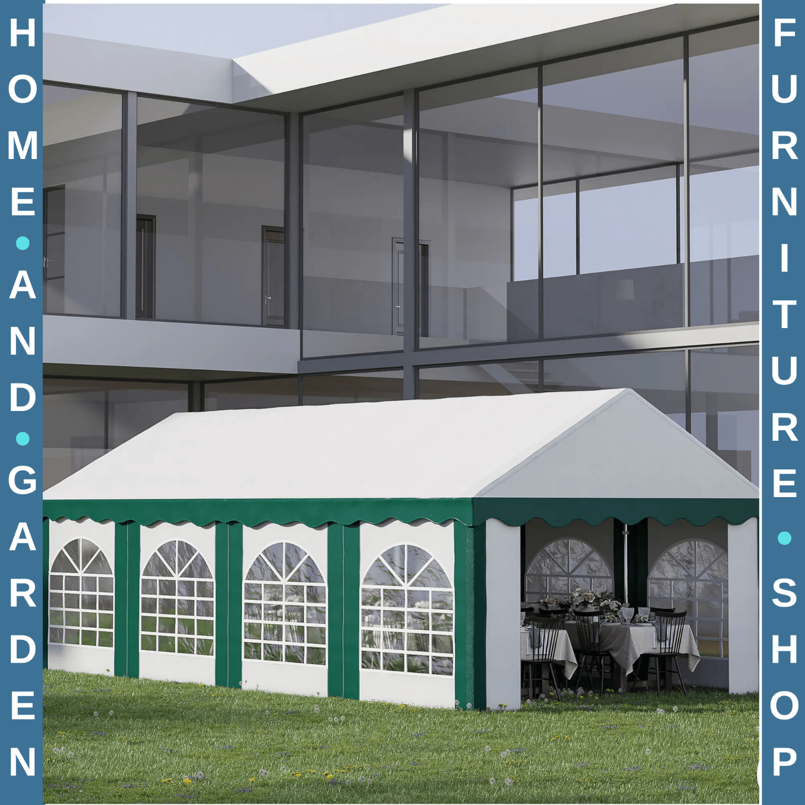 Large 8 x 4m Marquee Gazebo with Sides Party Tent Double Doors Outdoor Event Set - Home and Garden Furniture Shop - rustic - furniture