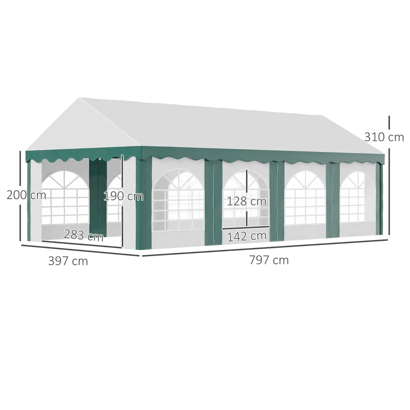 Large 8 x 4m Marquee Gazebo with Sides Party Tent Double Doors Outdoor Event Set - Home and Garden Furniture Shop - rustic - furniture
