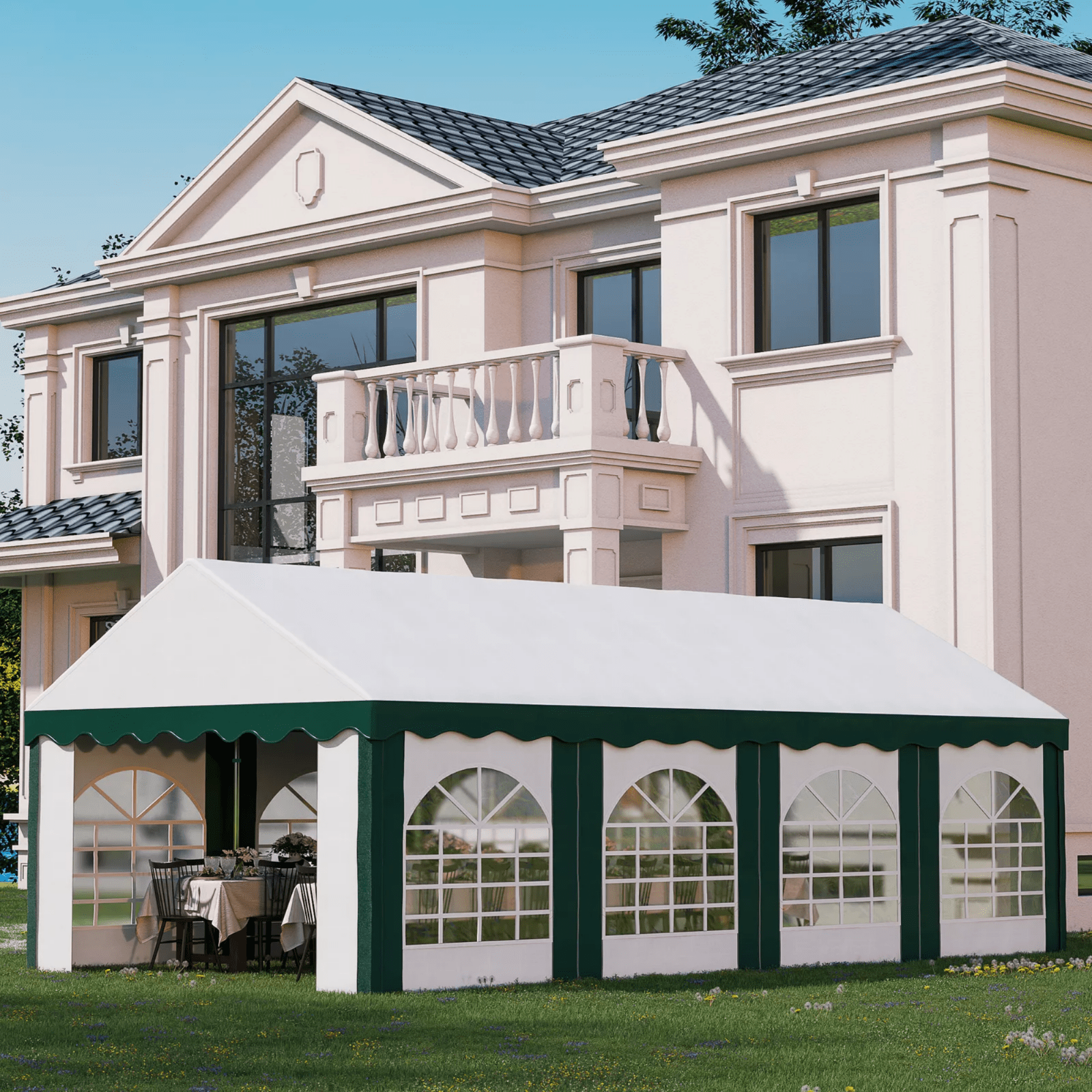 Large 8 x 4m Marquee Gazebo with Sides Party Tent Double Doors Outdoor Event Set - Home and Garden Furniture Shop - #rustic - furniture#