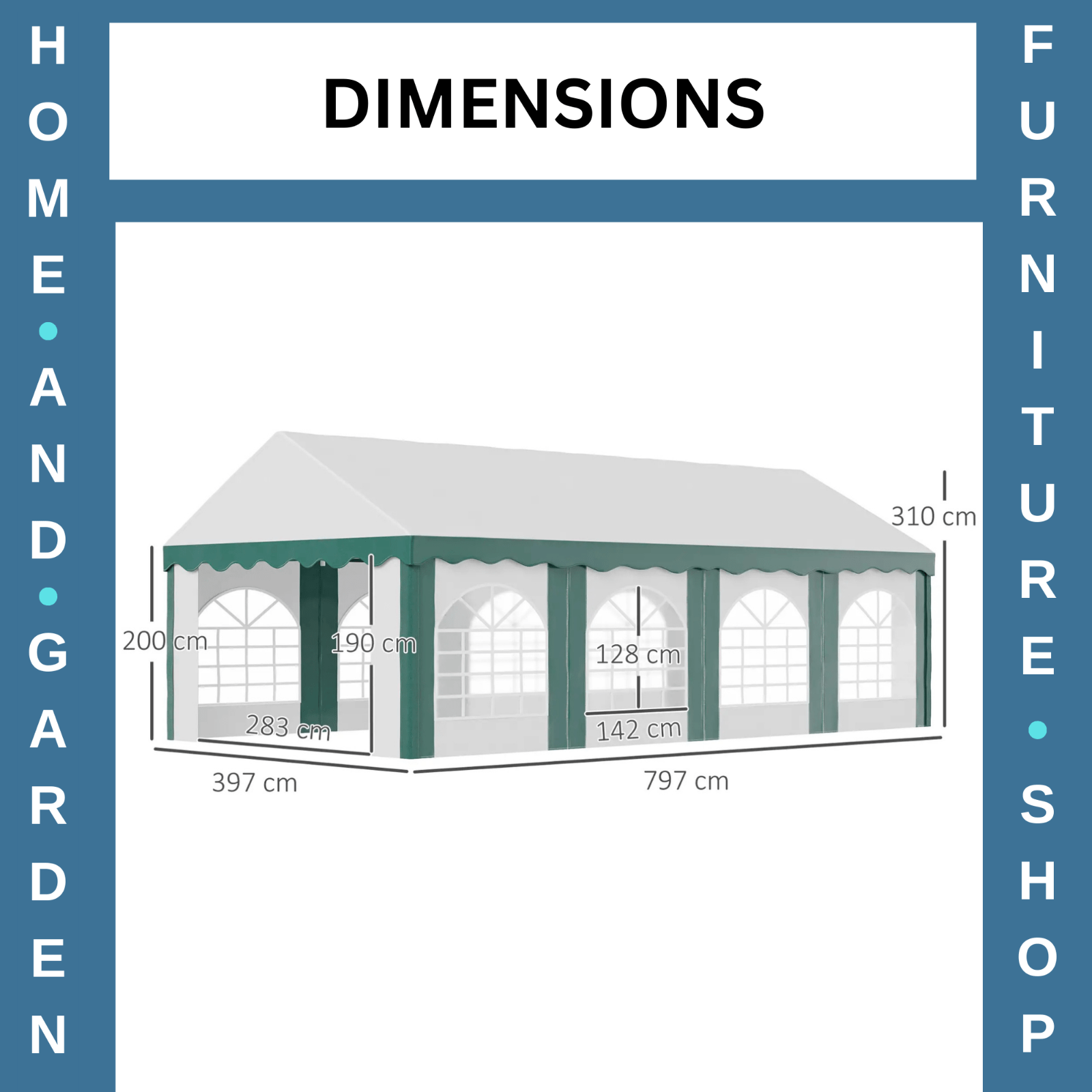 Large 8 x 4m Marquee Gazebo with Sides Party Tent Double Doors Outdoor Event Set - Home and Garden Furniture Shop - rustic - furniture