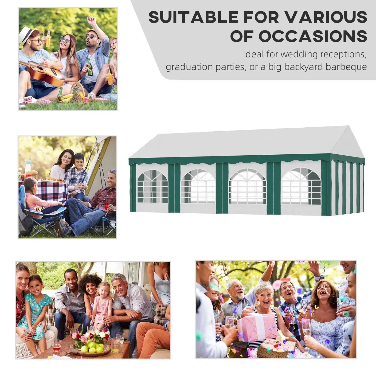 Large 8 x 4m Marquee Gazebo with Sides Party Tent Double Doors Outdoor Event Set - Home and Garden Furniture Shop - rustic - furniture