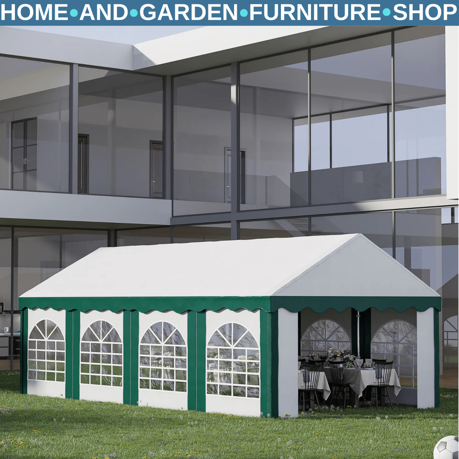 Large 8 x 4m Marquee Gazebo with Sides Party Tent Double Doors Outdoor Event Set - Home and Garden Furniture Shop - rustic - furniture