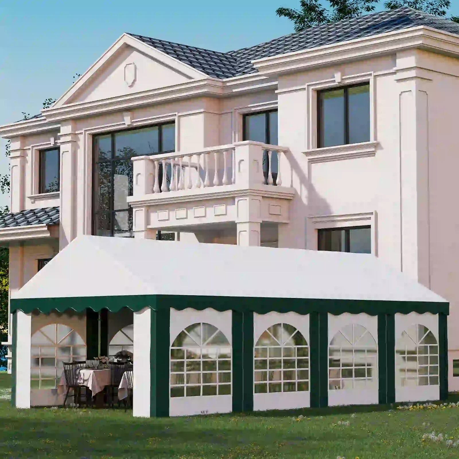 Large 8 x 4m Marquee Gazebo with Sides Party Tent Double Doors Outdoor Event Set - Home and Garden Furniture Shop - rustic - furniture