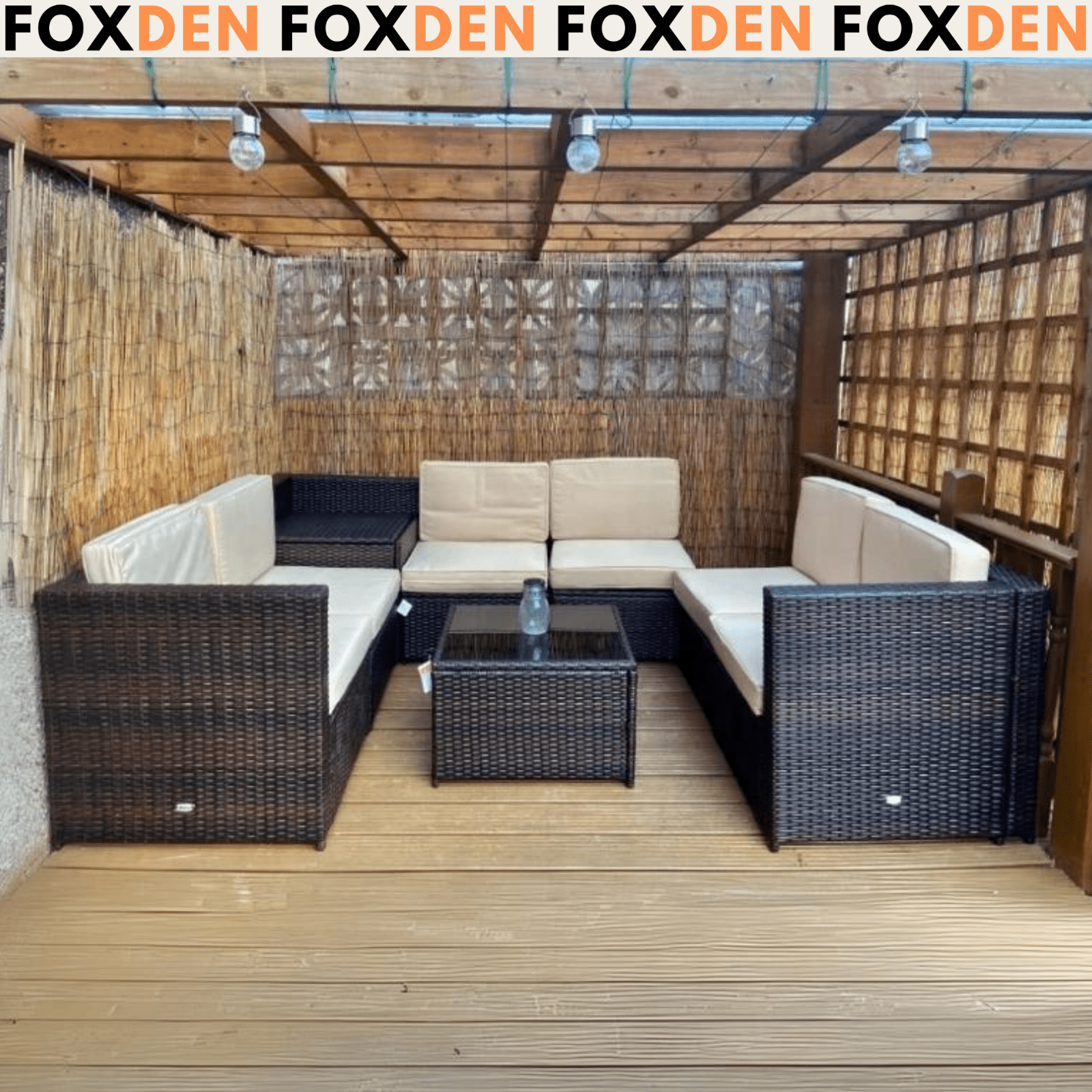 Large 8Pcs Patio Rattan Sofa Set Corner Sofa Garden Furniture Side Table Cushion - Home and Garden Furniture Shop - rustic - furniture