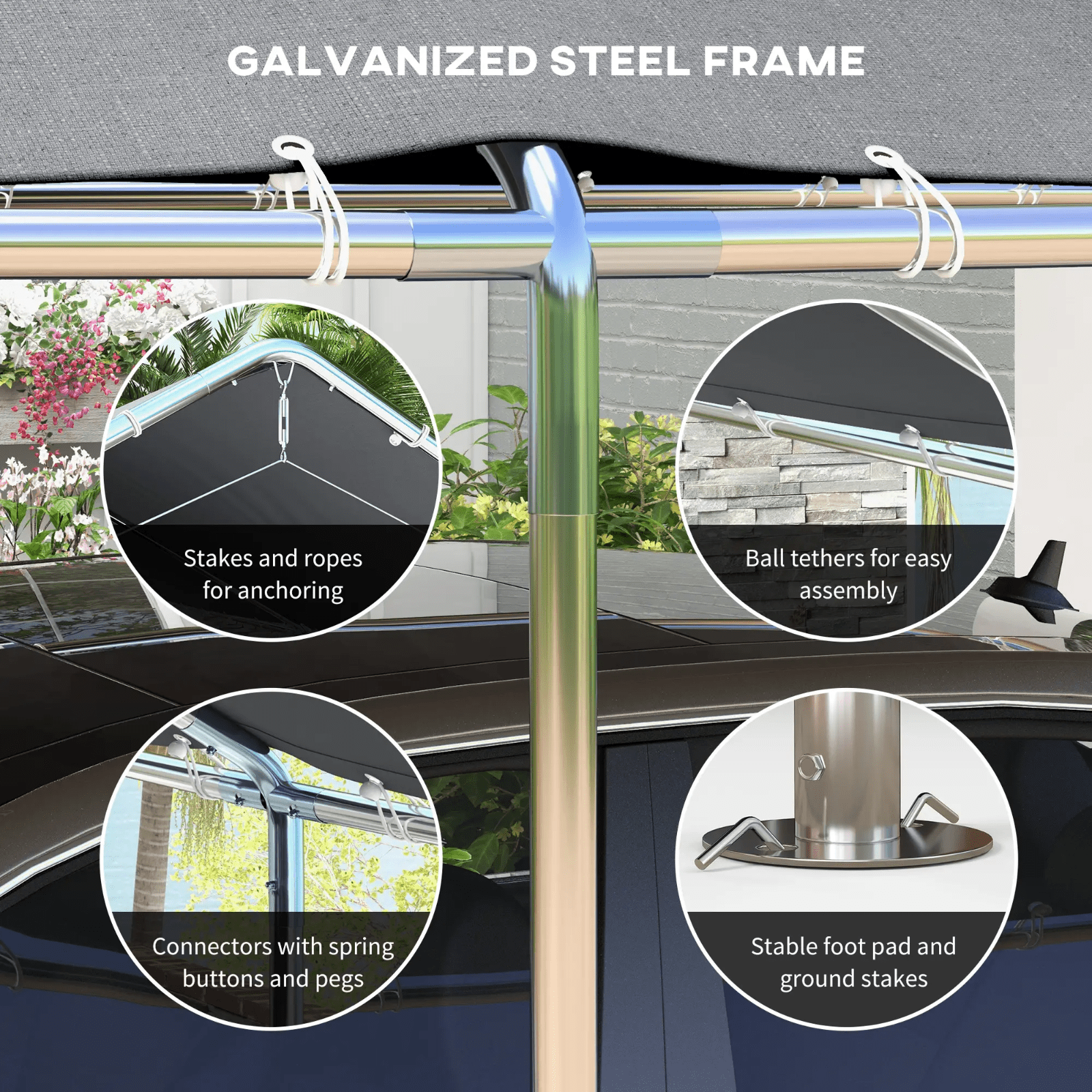 Large Carport Garage Car Port Shelter 3m x 6m Heavy Duty Galvanised Steel Tent - Home and Garden Furniture Shop - rustic - furniture
