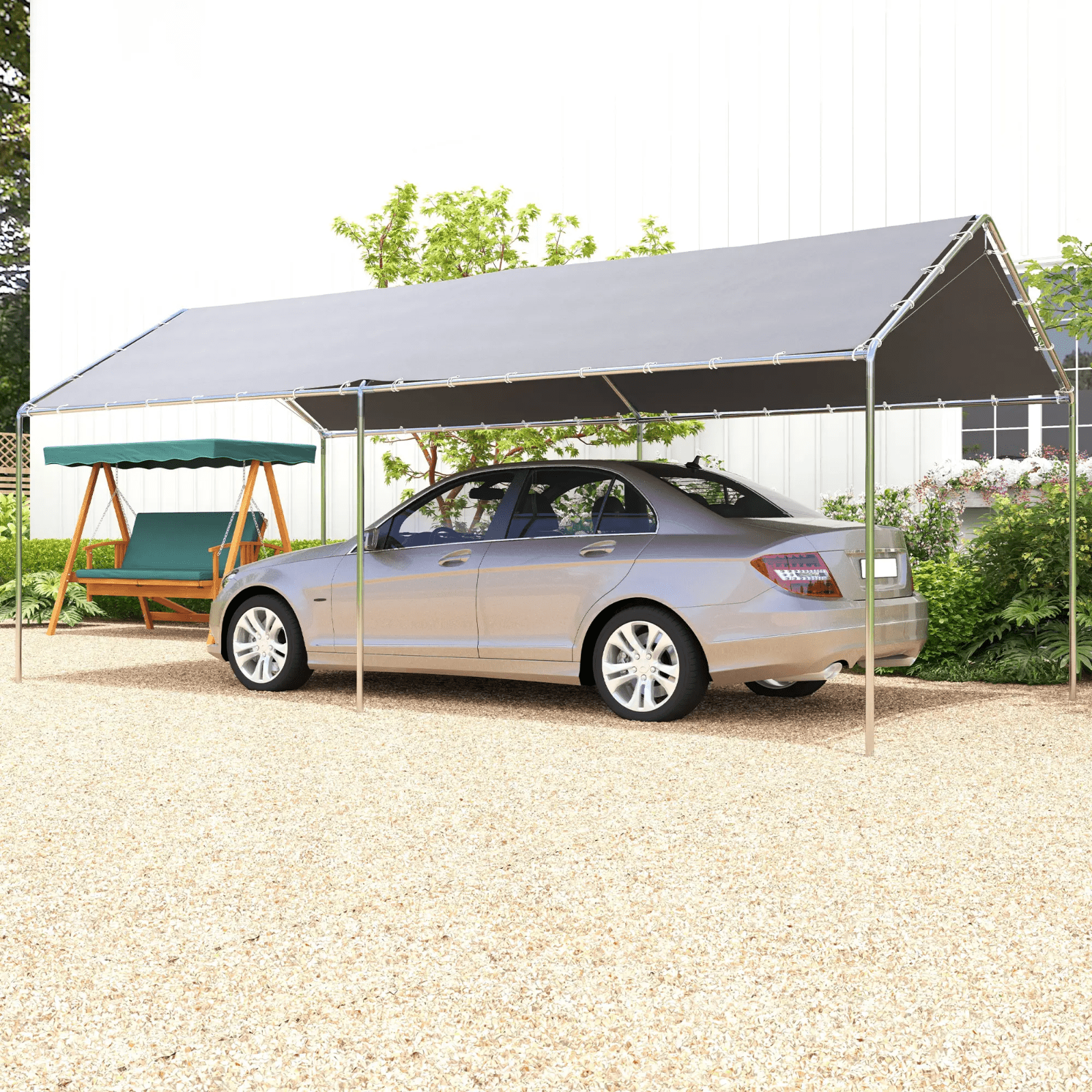 Large Carport Garage Car Port Shelter 3m x 6m Heavy Duty Galvanised Steel Tent - Home and Garden Furniture Shop - rustic - furniture