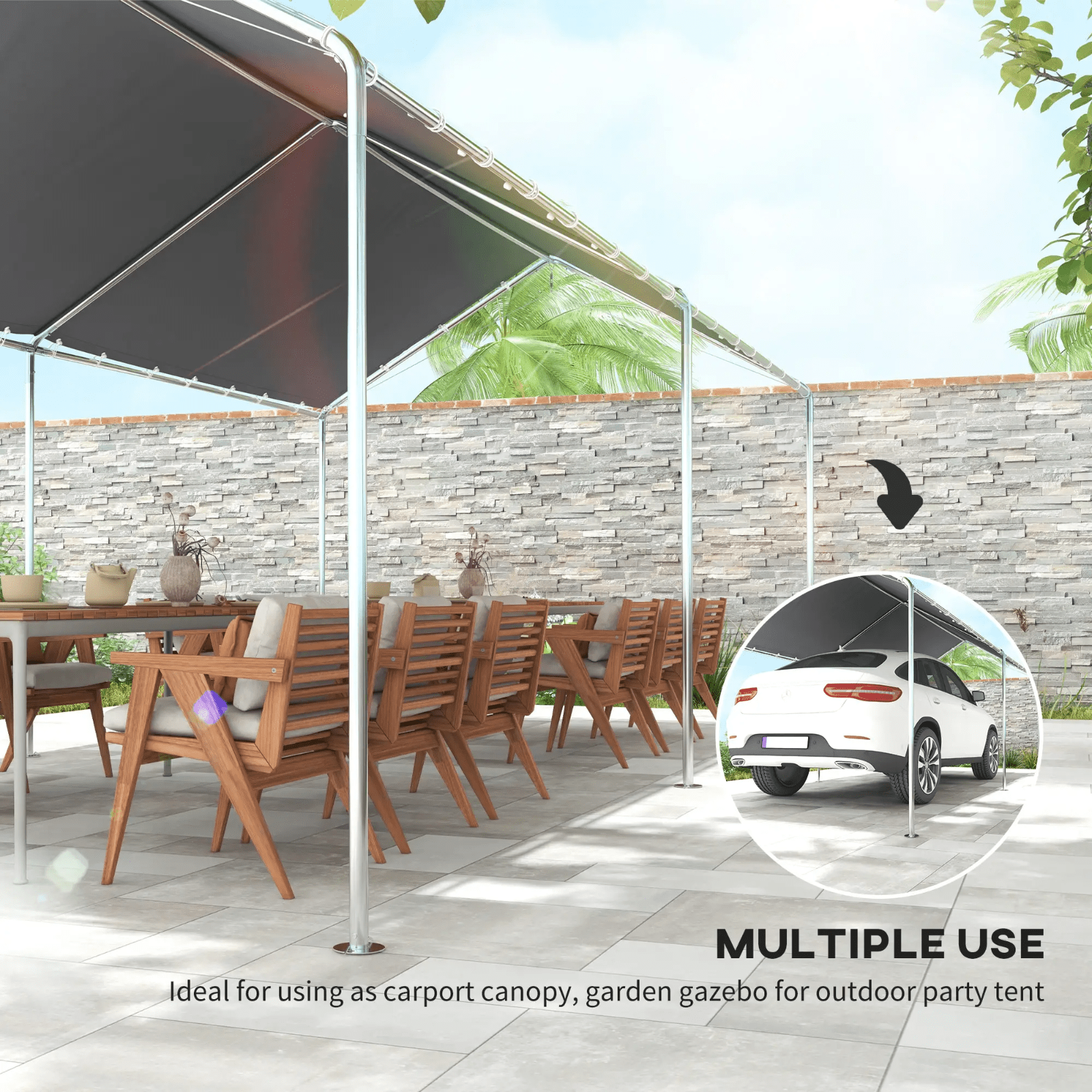 Large Carport Garage Car Port Shelter 3m x 6m Heavy Duty Galvanised Steel Tent - Home and Garden Furniture Shop - rustic - furniture