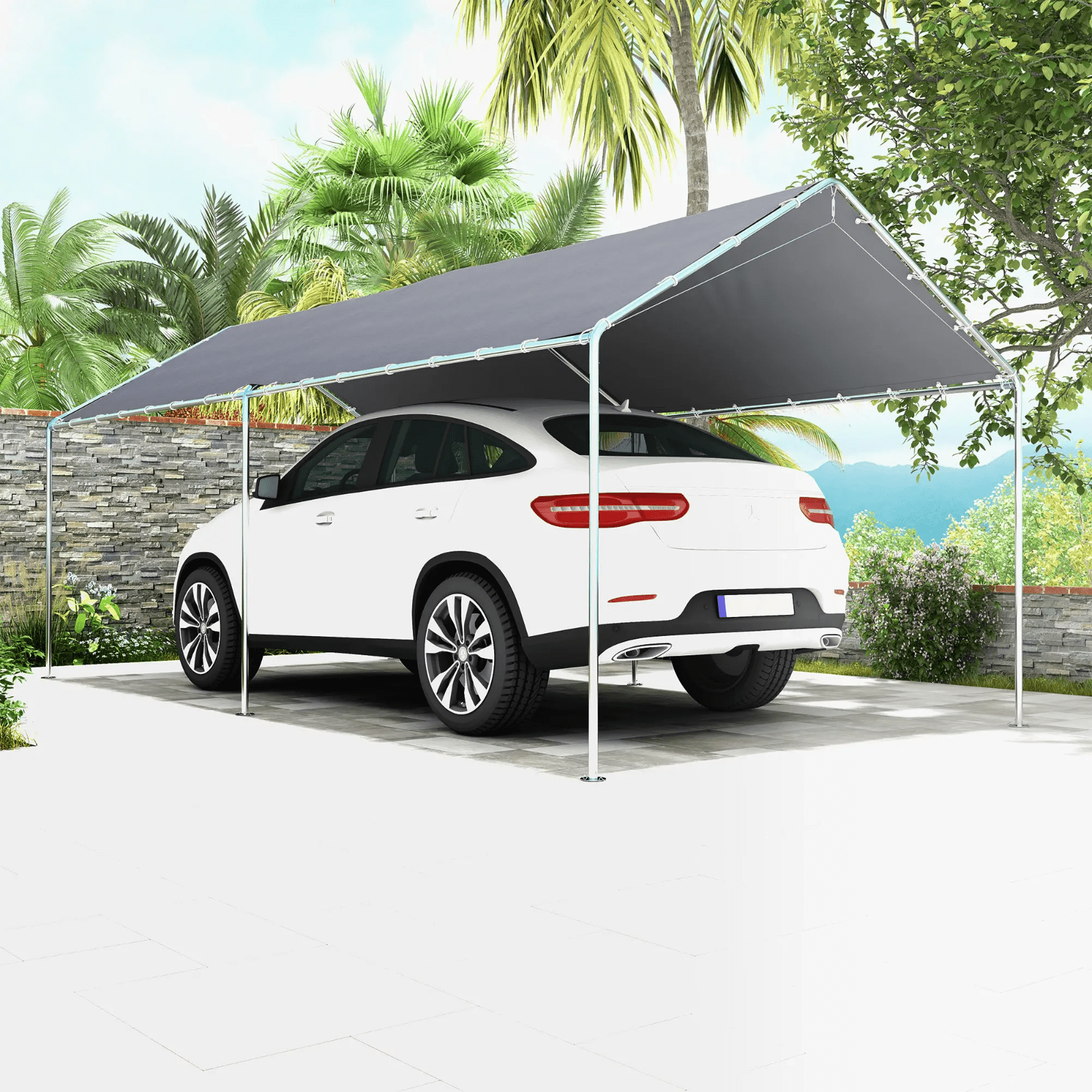 Large Carport Garage Car Port Shelter 3m x 6m Heavy Duty Galvanised Steel Tent - Home and Garden Furniture Shop - rustic - furniture